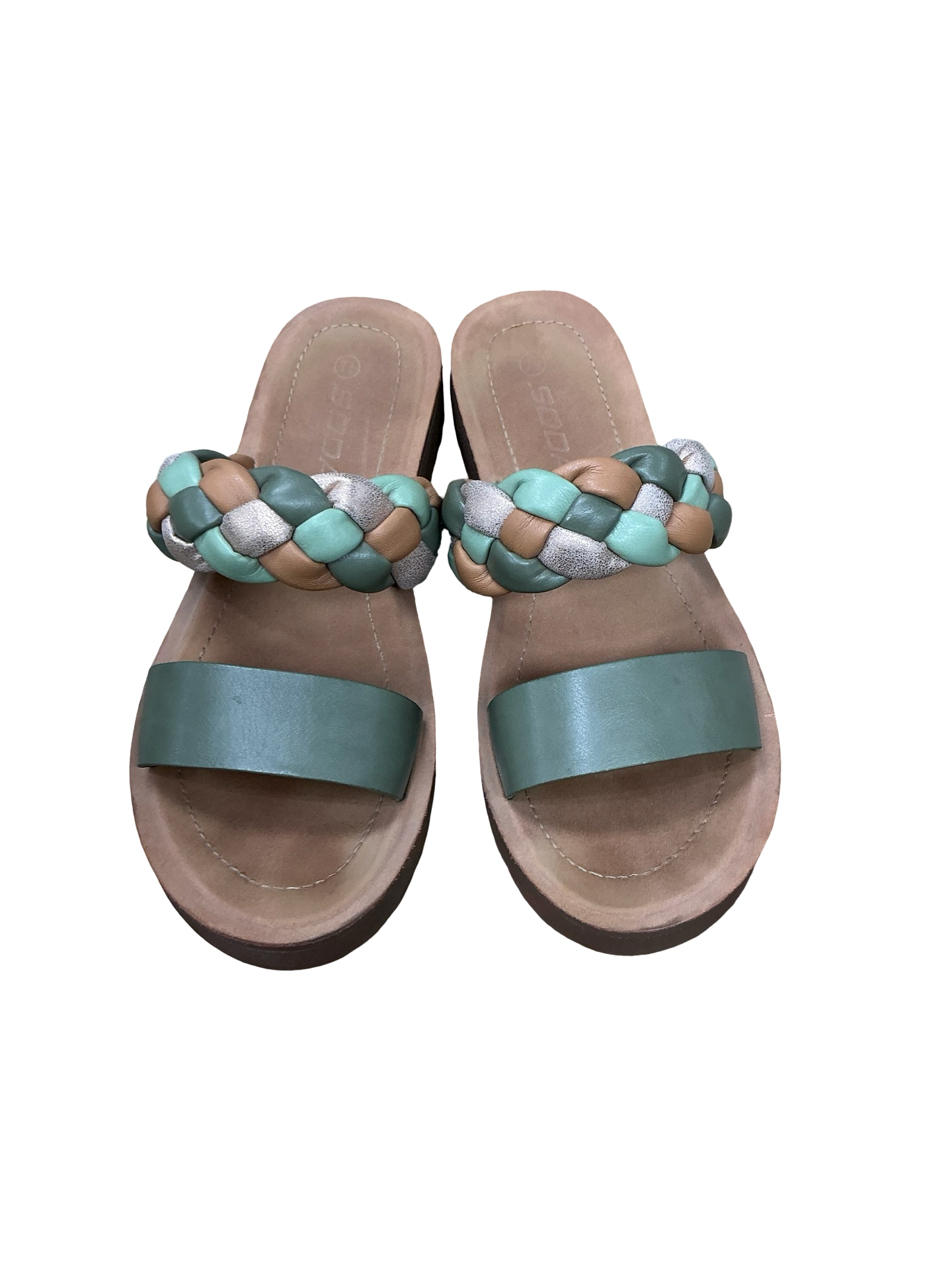 Sandals Flats By Soda In Green, Size:7.5
