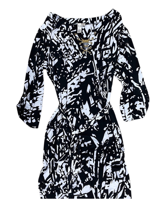 Dress Casual Midi By Emma And Michele In Black & White, Size:1X