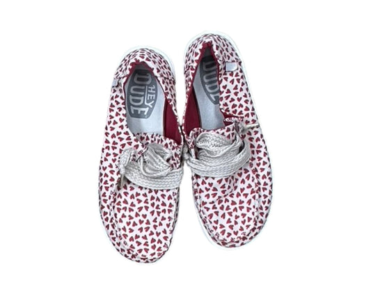 Shoes Sneakers By Hey Dude In Red & Tan, Size:6