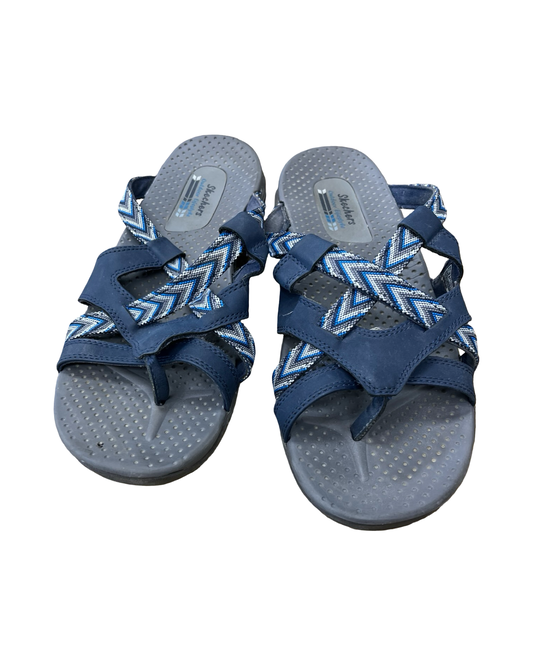 Sandals Flats By Skechers In Blue & Grey, Size:10