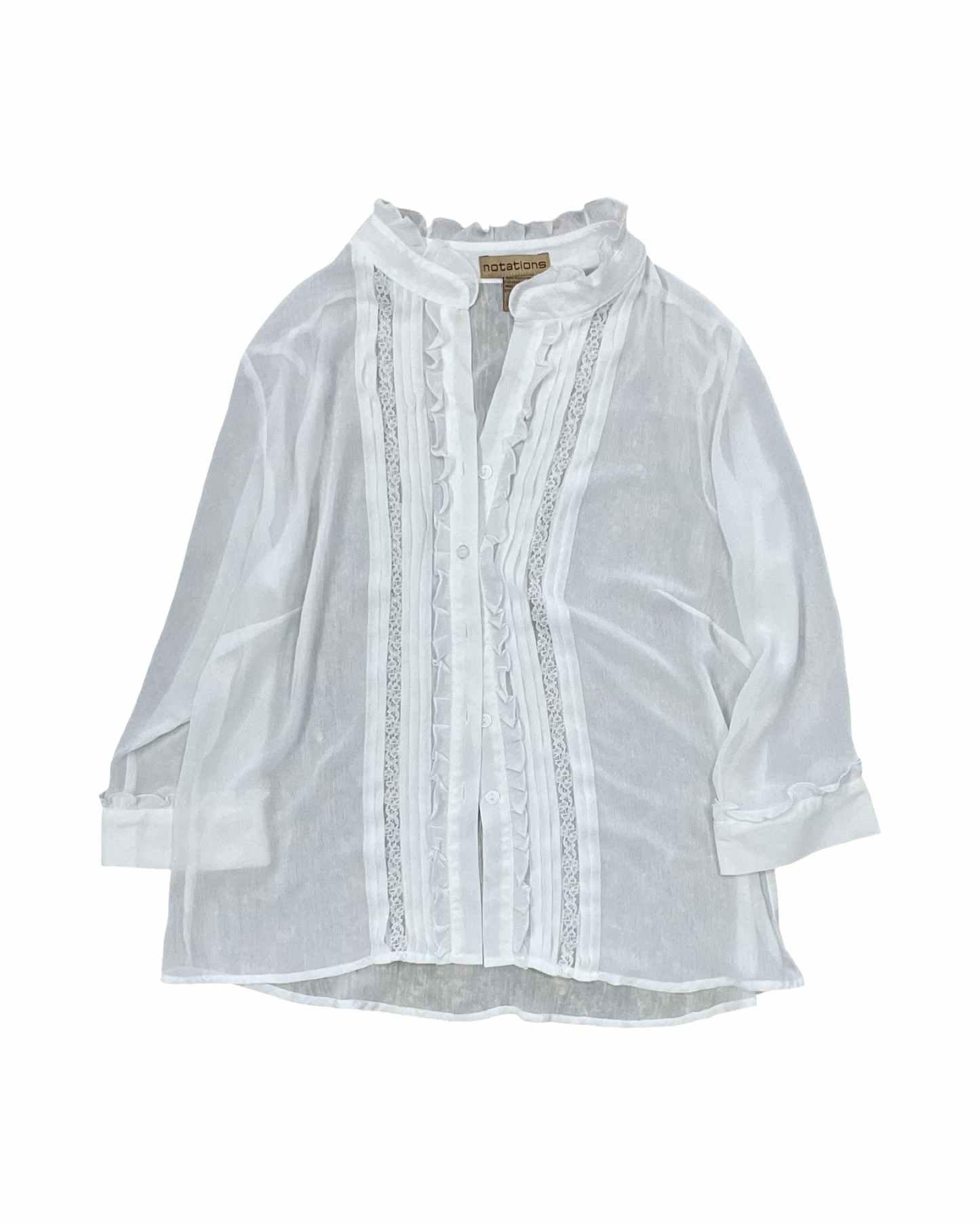 Blouse Ls By Notations In White, Size:L