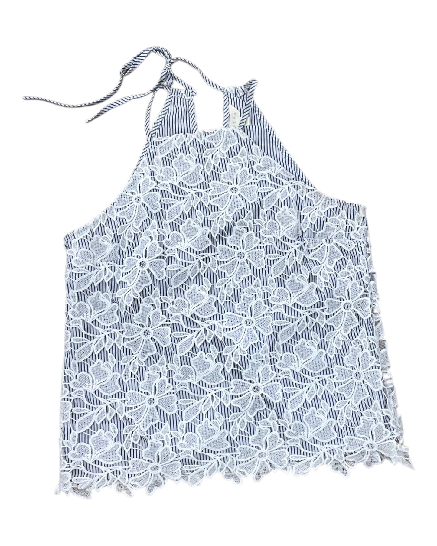 Top Sleeveless By Adiva In Blue & White, Size:S
