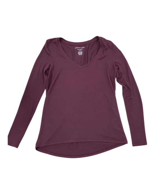 Top Ls Basic By American Eagle In Maroon, Size:Xs
