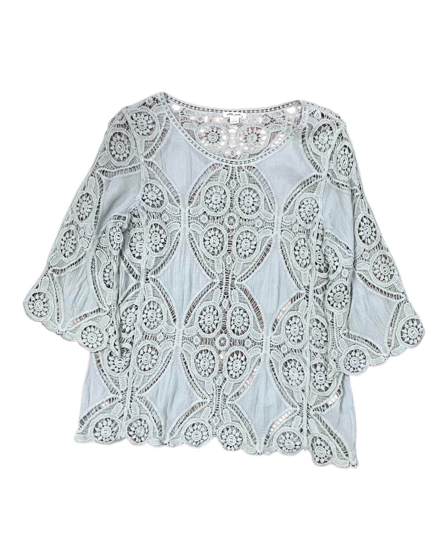 Top 3/4 Sleeve By Ultra Pink In Green, Size:L