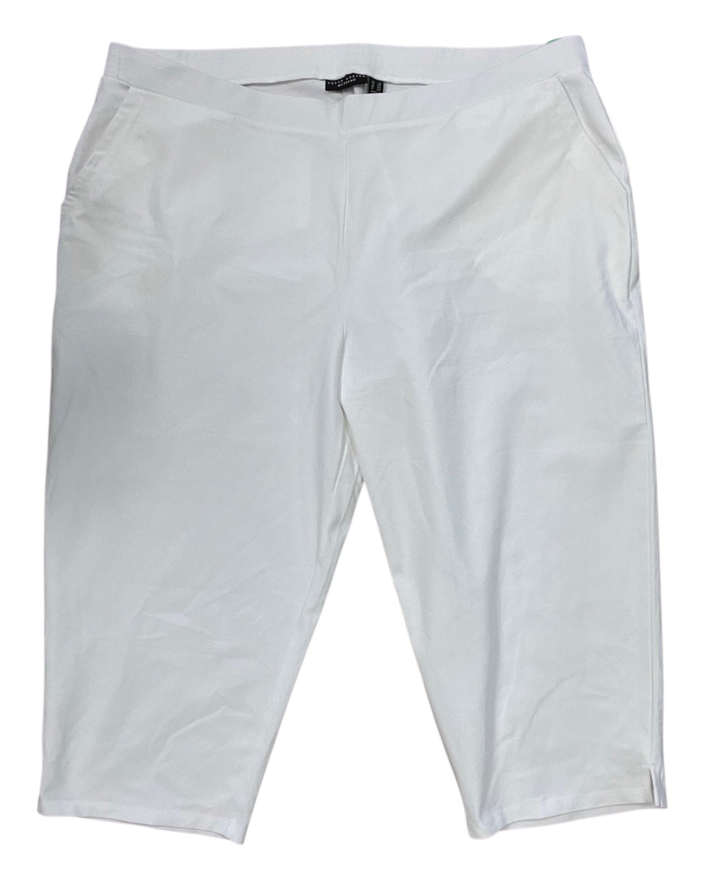 Pants Cropped By Susan Graver In White, Size:2X