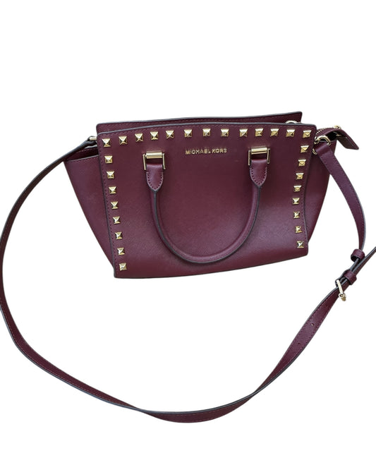 Handbag Designer By Michael Kors In Maroon, Size:Medium