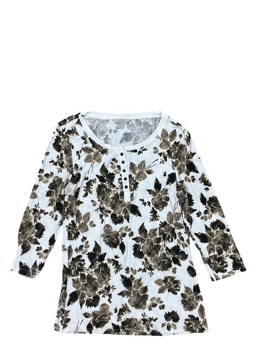 Top Ls By Laura Ashley In Tan & White, Size:S