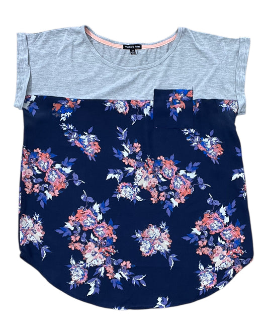 Top Ss By Clothes Mentor In Blue & Grey, Size:M