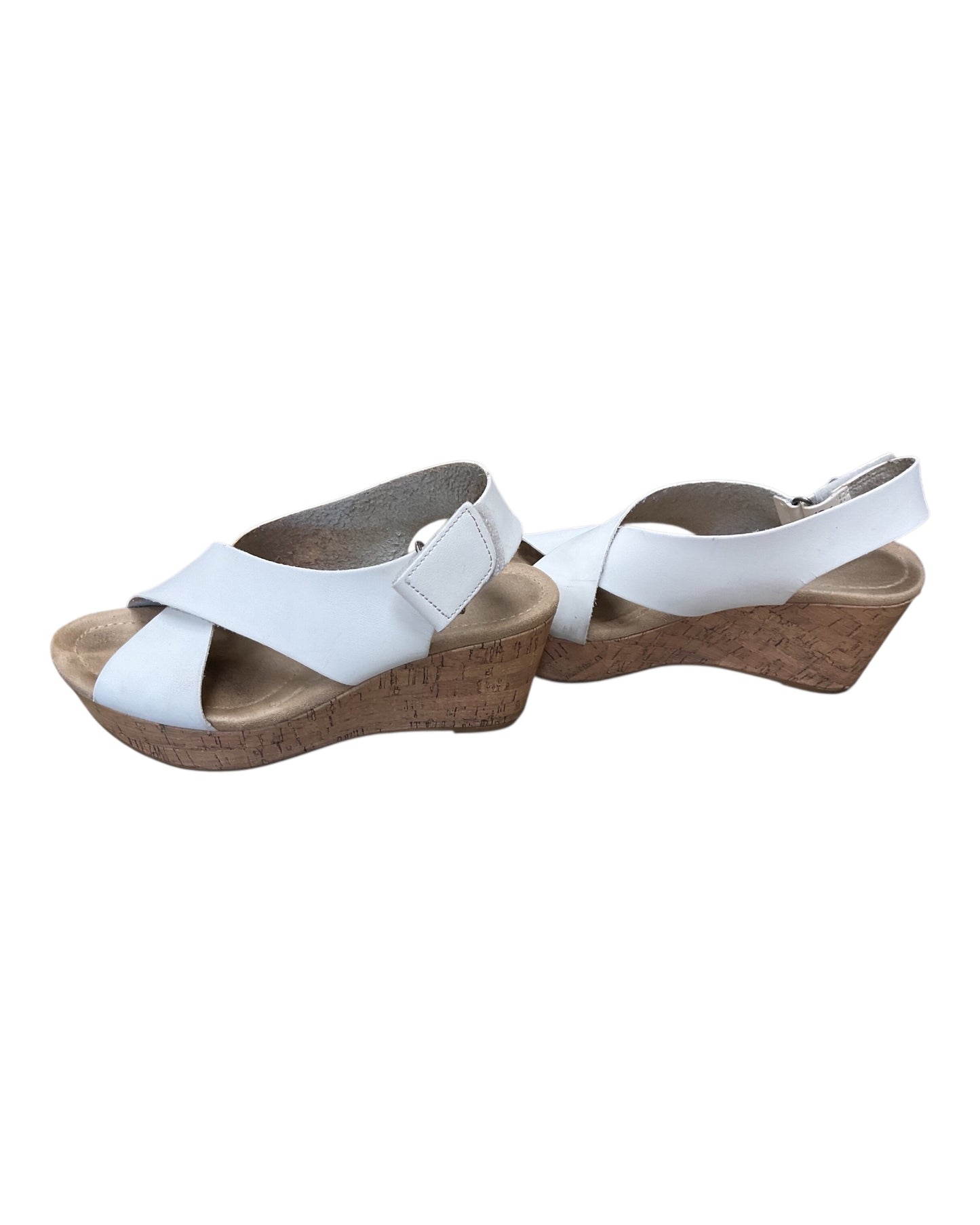 Sandals Heels Wedge By Clothes Mentor In White, Size:7