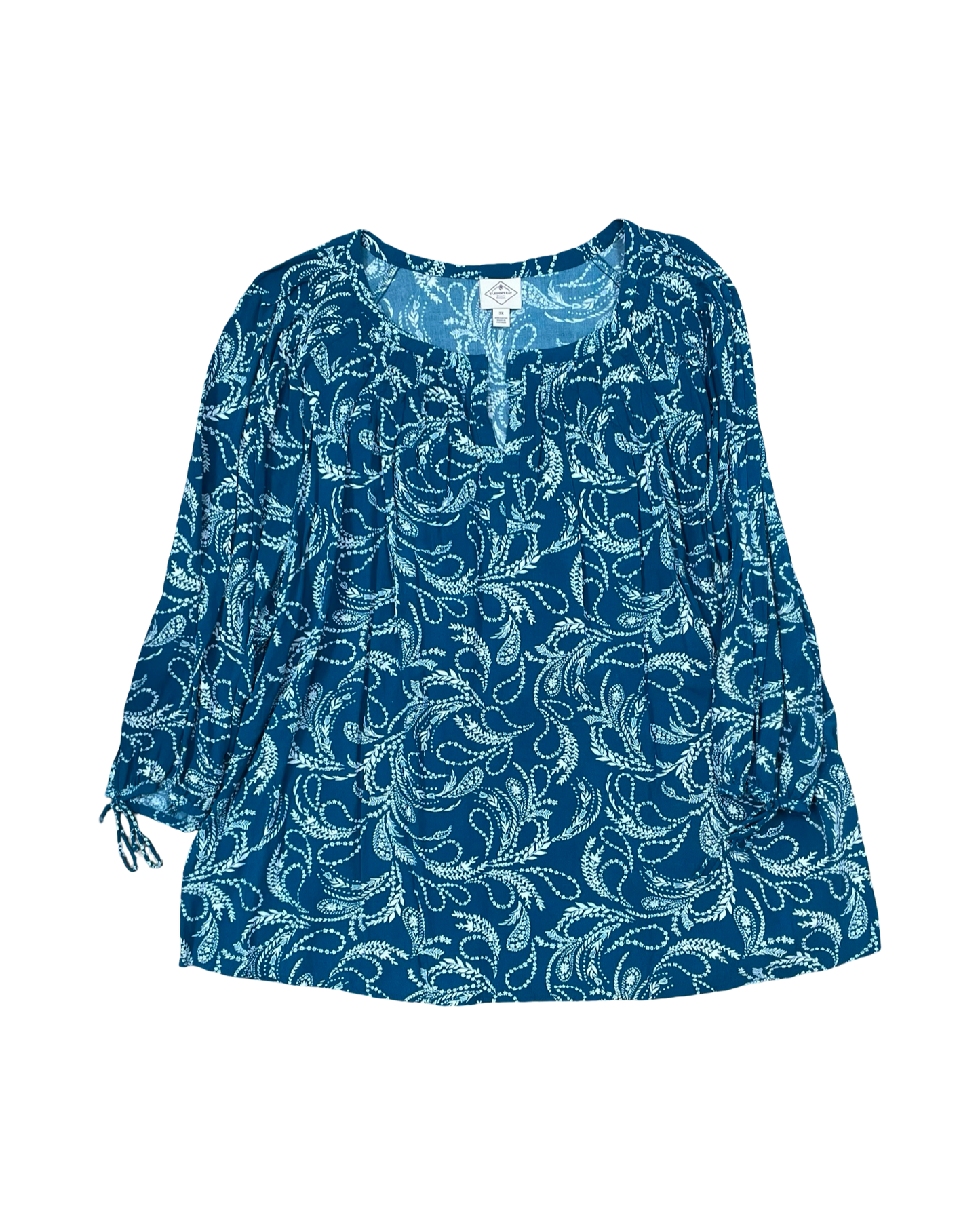 Top 3/4 Sleeve By St Johns Bay In Teal, Size:3X