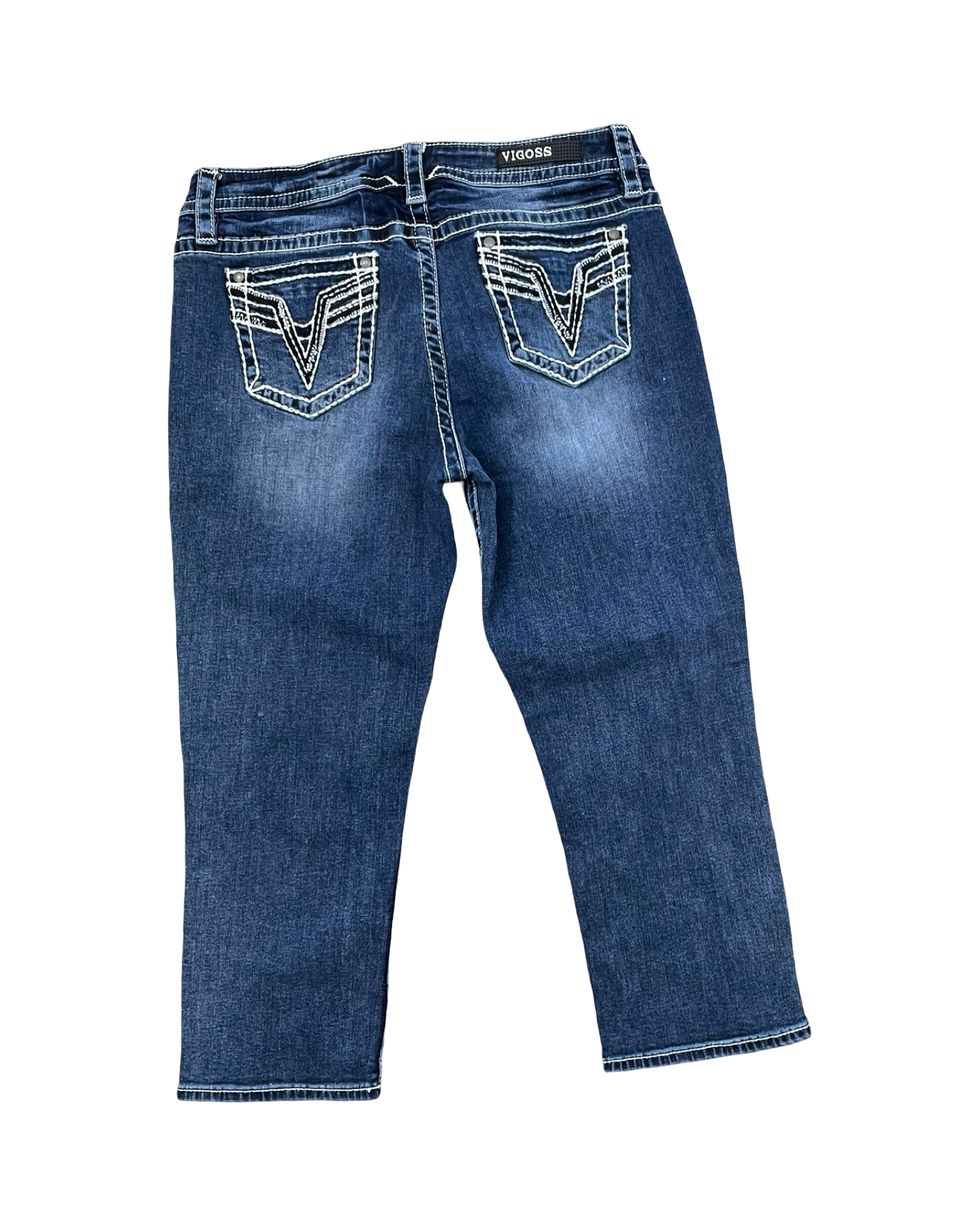 Jeans Cropped By Vigoss In Blue Denim, Size:10