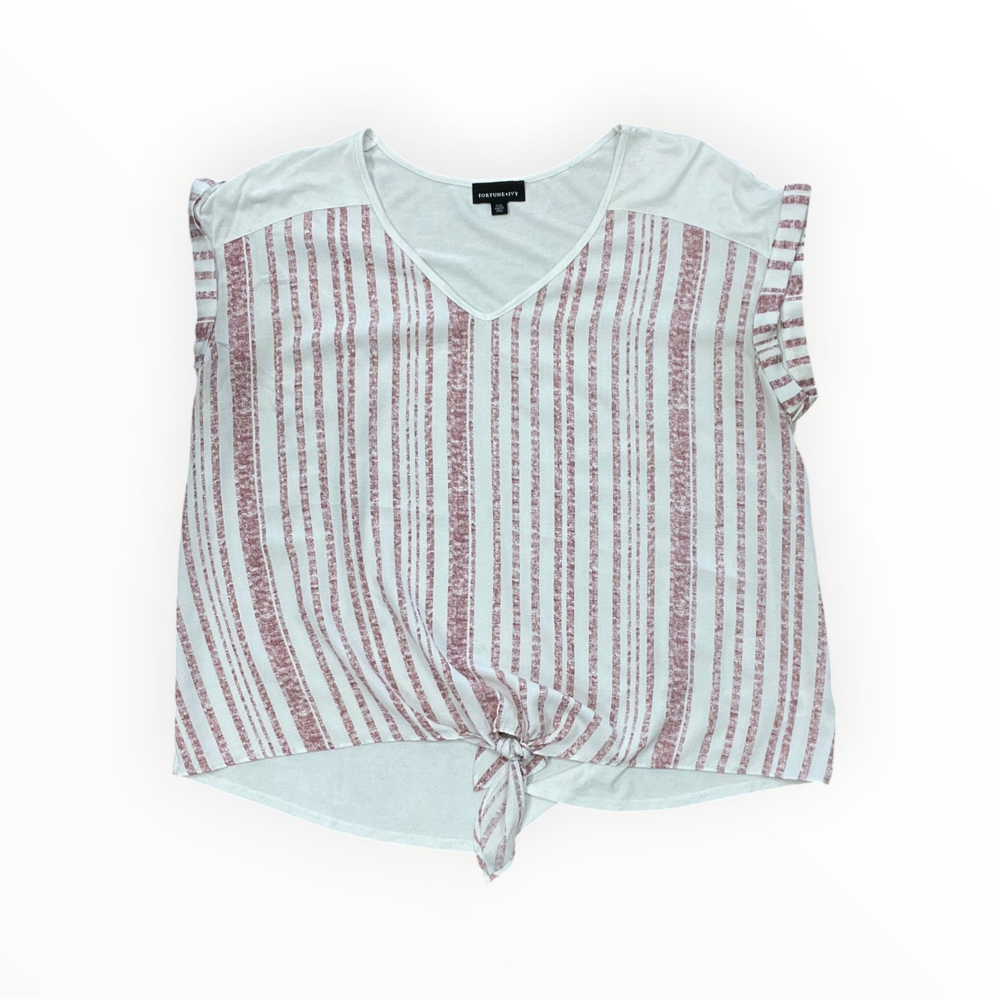 Top Ss By Fortune & Ivy In Cream & Red, Size:1X