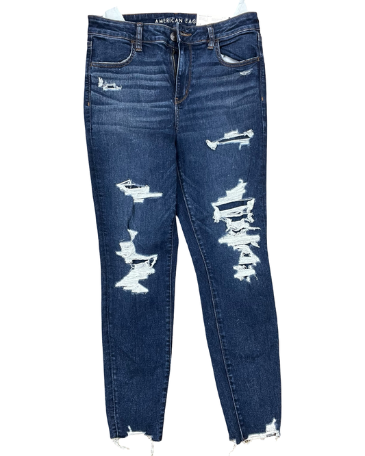 Jeans Skinny By American Eagle In Blue Denim, Size:14