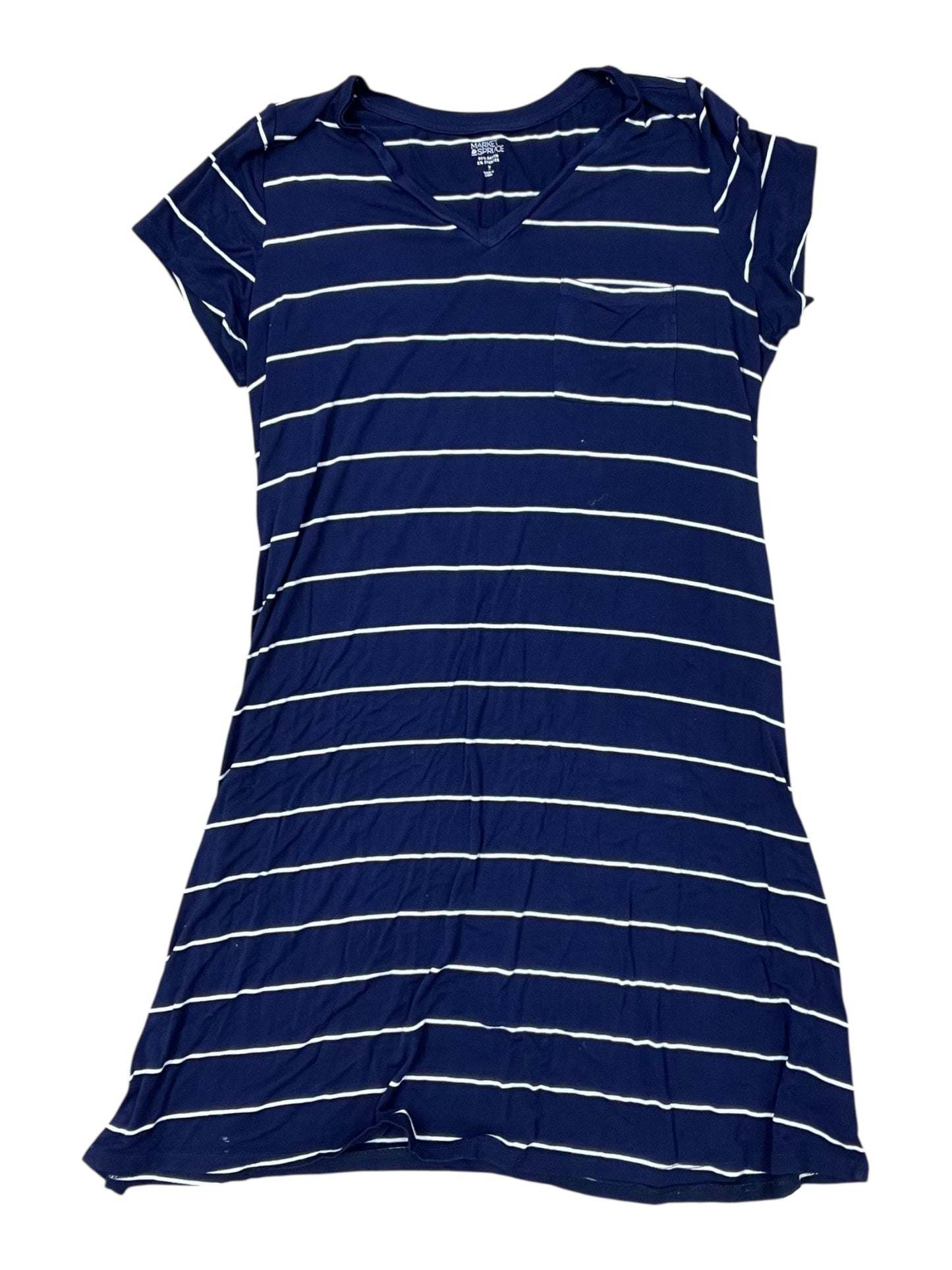 Dress Casual Midi By Market & Spruce In Blue & White, Size:1X