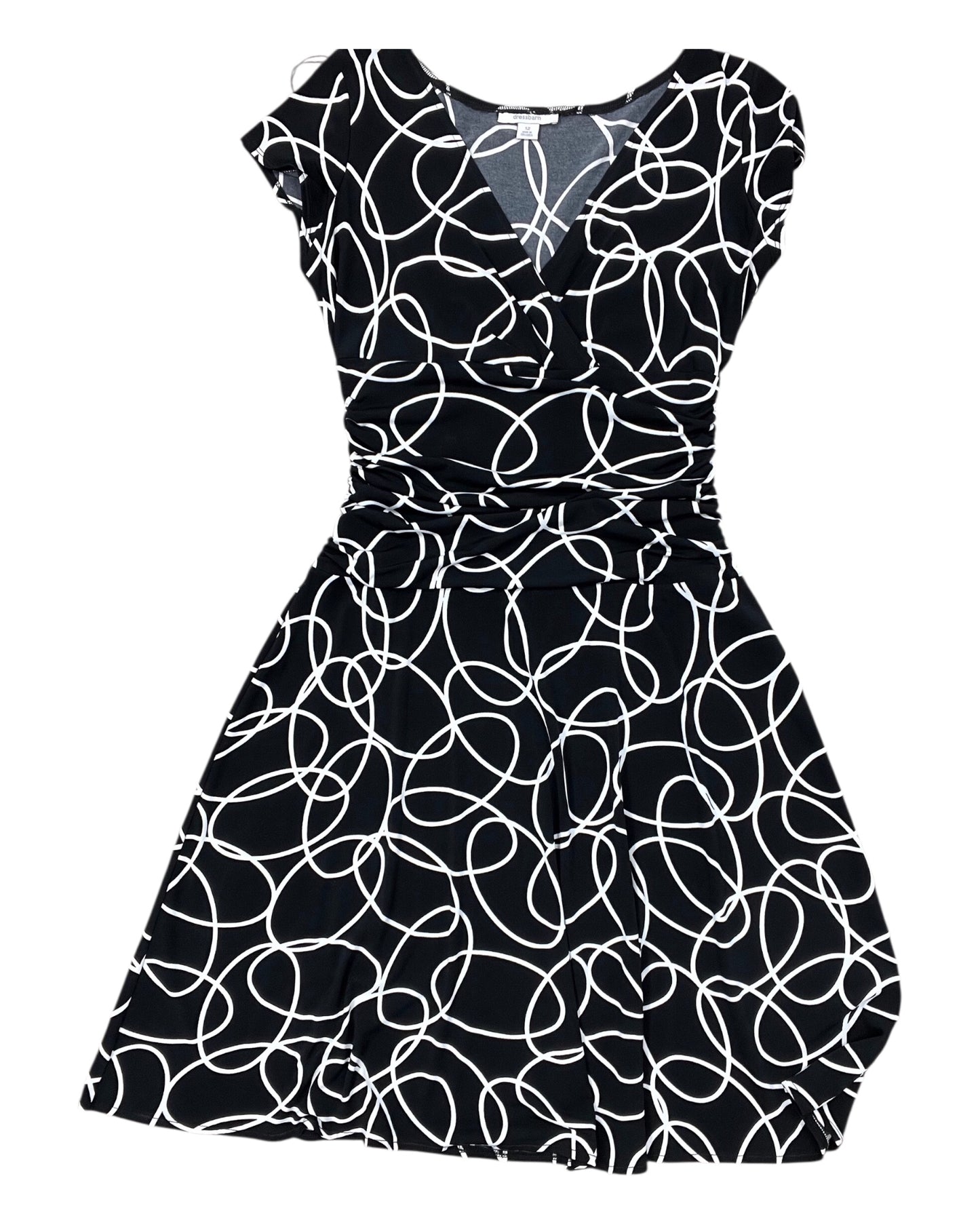 Dress Casual Midi By Dressbarn In Black & White, Size:12