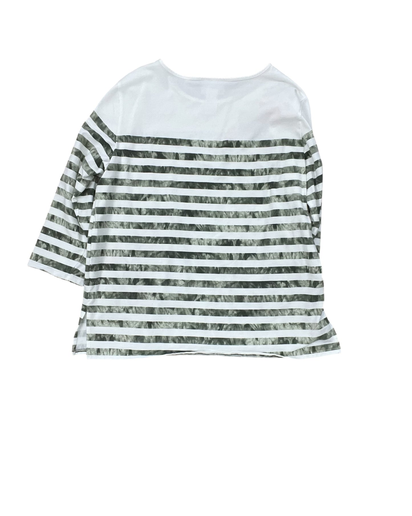Top 3/4 Sleeve By Alfred Dunner In Cream & Green, Size:S