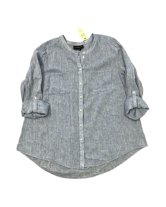 Blouse Ls By Lane Bryant In Blue, Size:2X