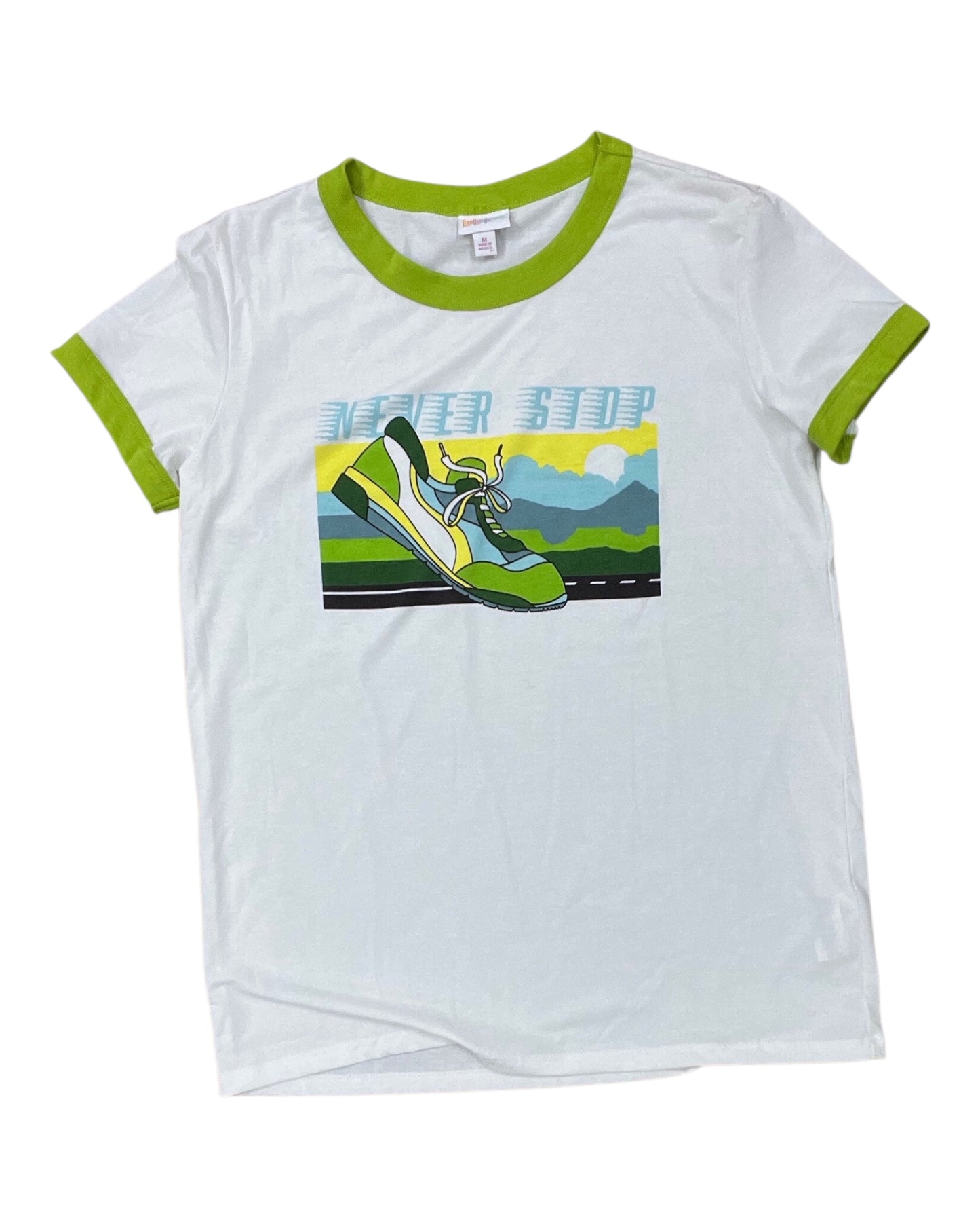 Top Ss By Lularoe In Green & White, Size:M