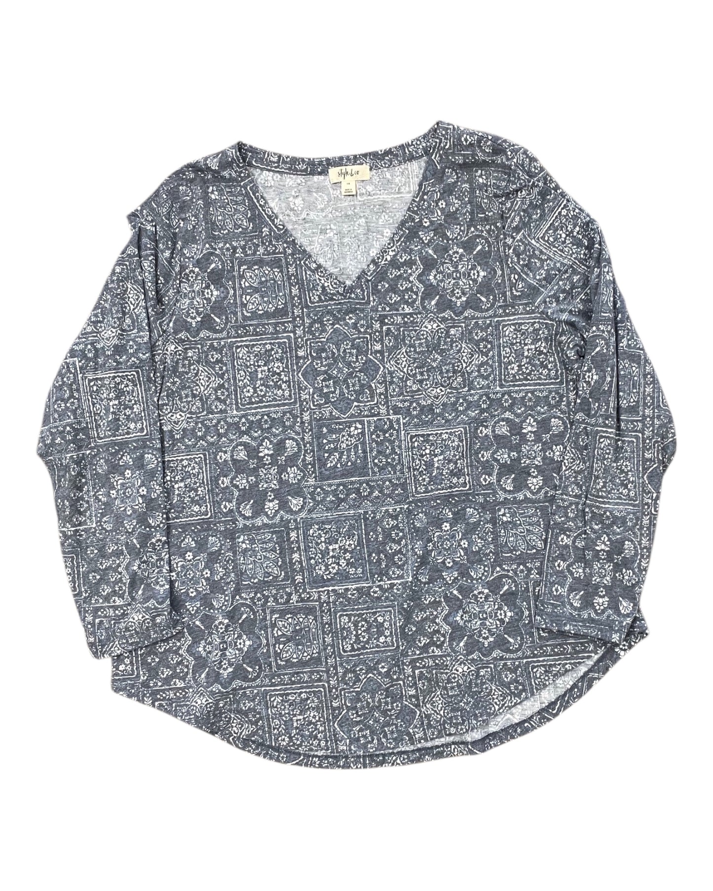 Top Ls Basic By Style And Company In Blue, Size:1X