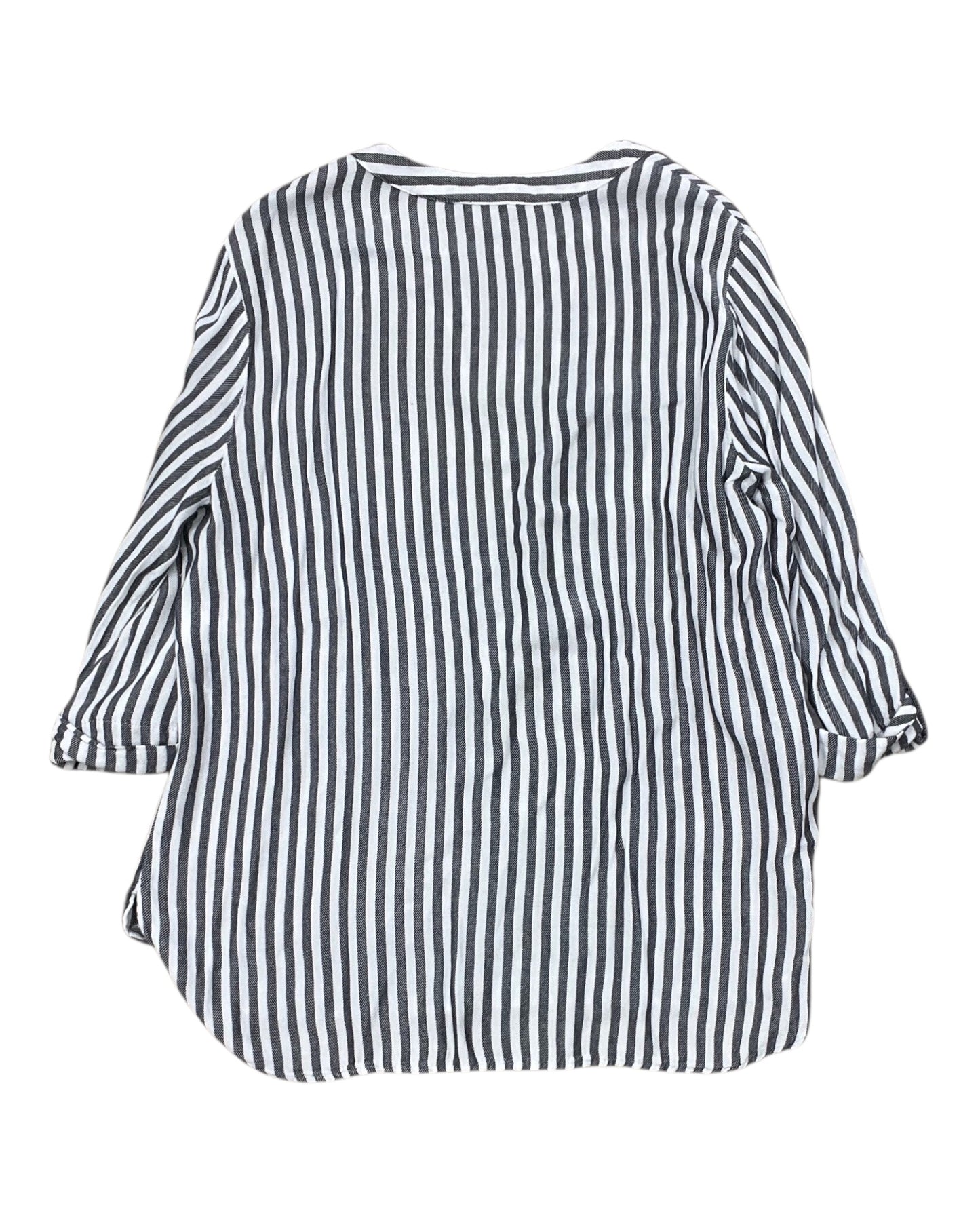 Top 3/4 Sleeve By Jones New York In Grey & White, Size:M