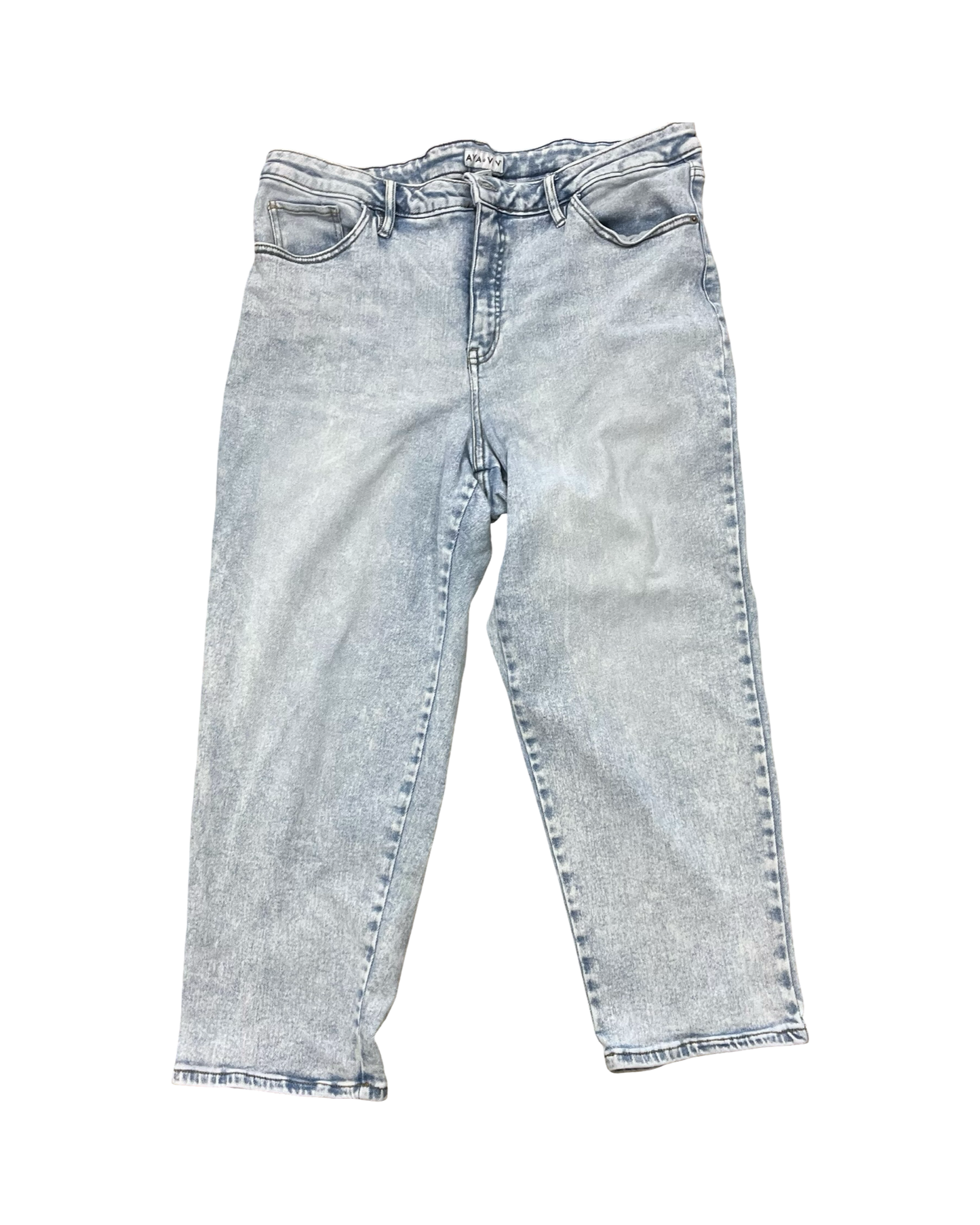 Jeans Cropped By Ava & Viv In Blue Denim, Size:20