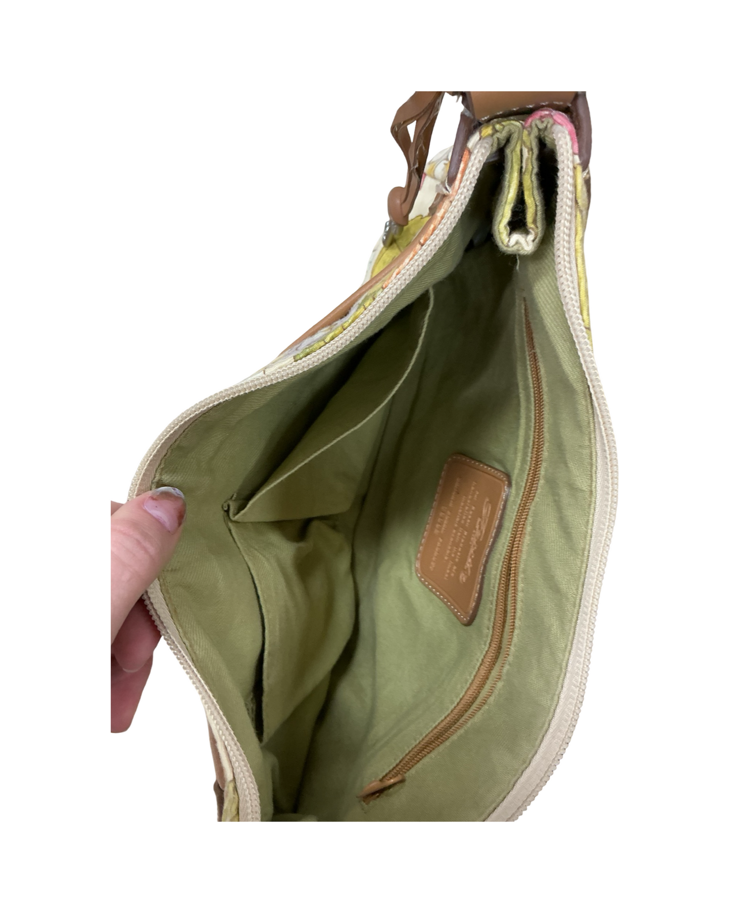 Handbag By Fossil In Cream & Yellow, Size:Medium
