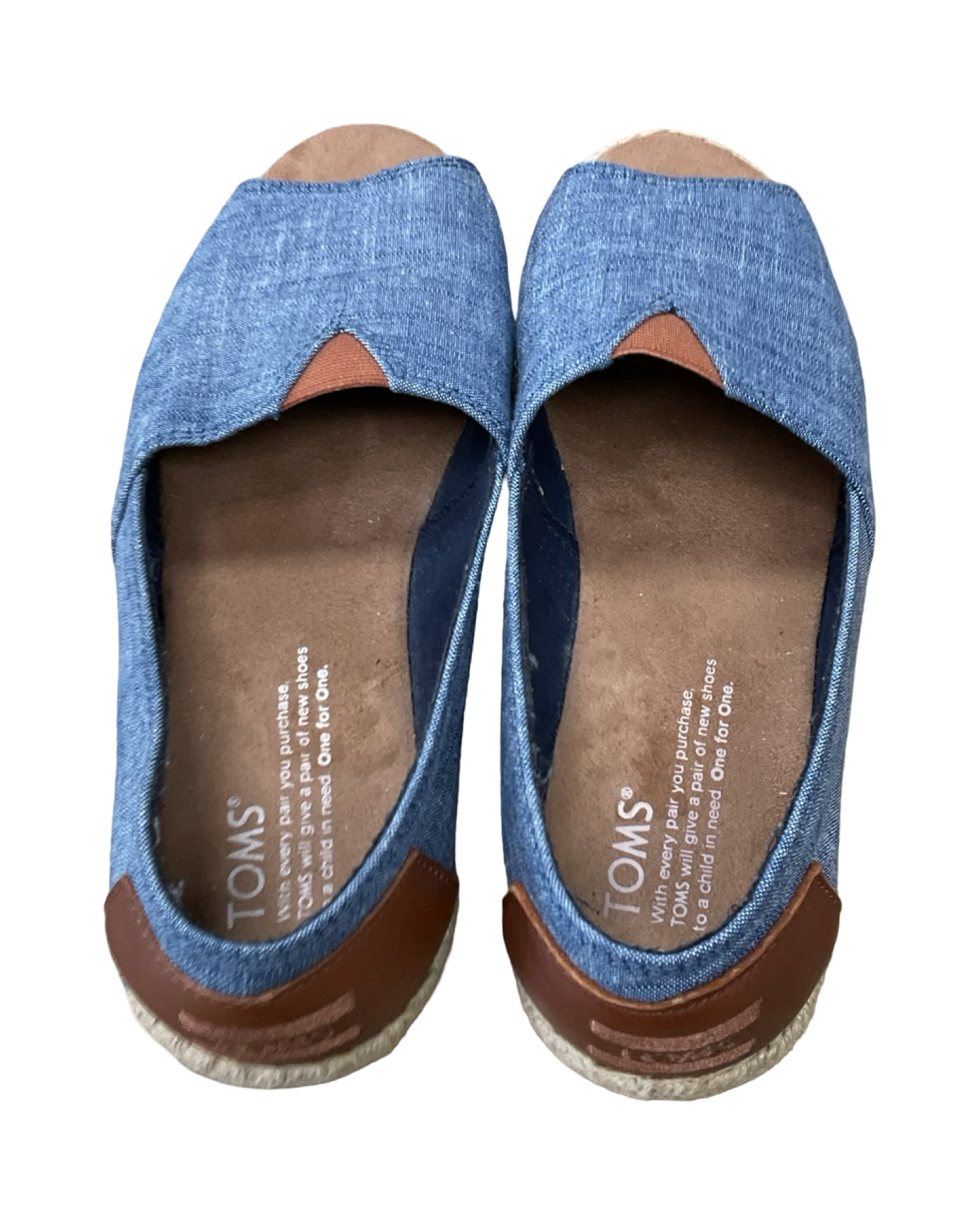 Shoes Flats By Toms In Blue & Tan, Size:6.5