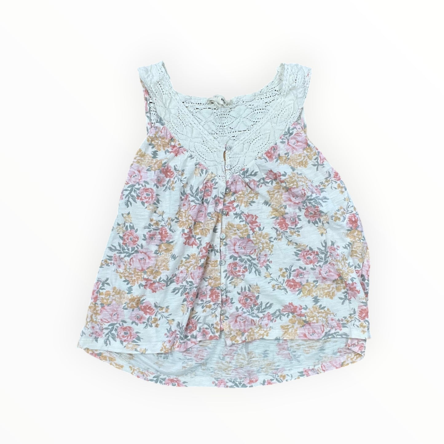 Top Sleeveless By Lucky Brand In Pink & White, Size:M