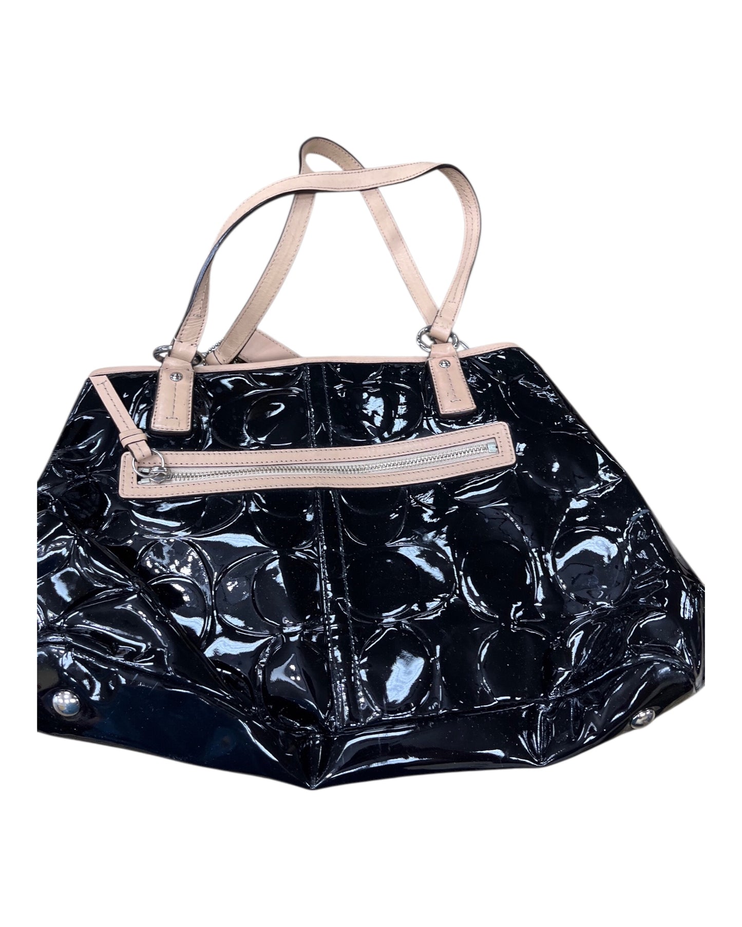 Handbag Designer By Coach In Black & Tan, Size:Medium
