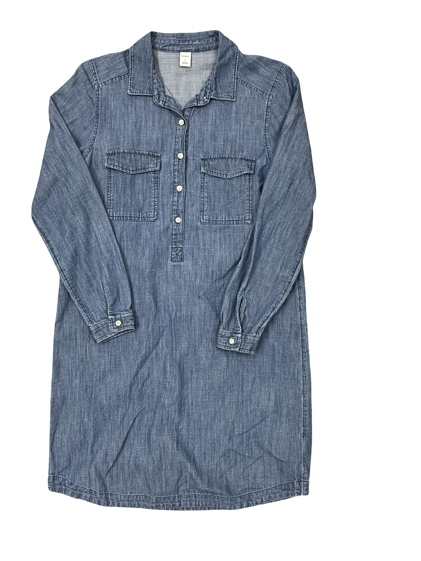 Dress Casual Midi By Old Navy In Blue Denim, Size:S