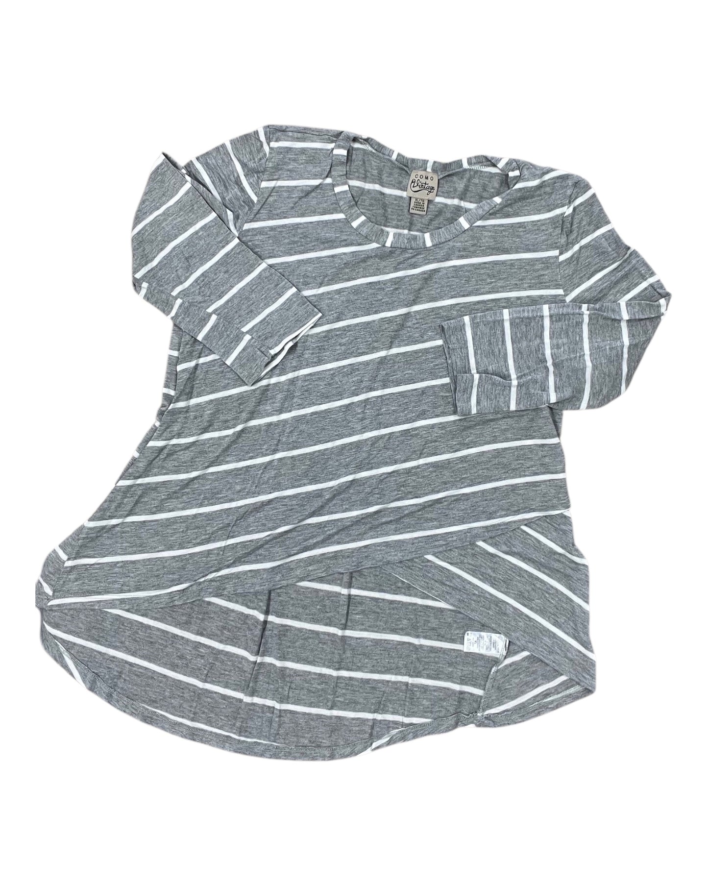 Top 3/4 Sleeve By Como Vintage In Grey & White, Size:Xl