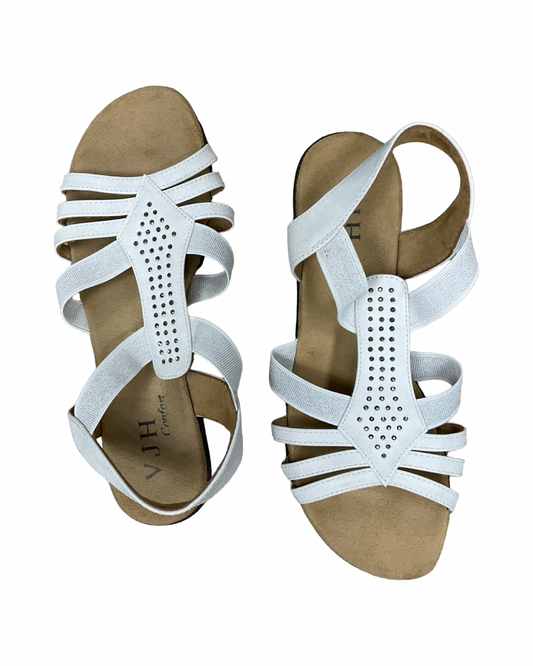 Sandals Flats By Clothes Mentor In White, Size:9