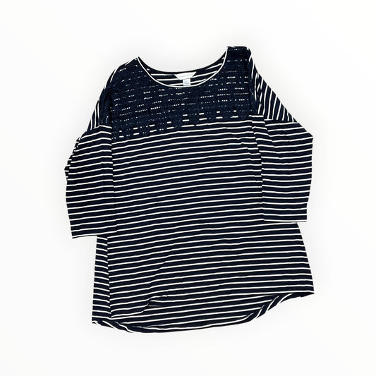 Top 3/4 Sleeve By Christopher And Banks In Navy, Size:Xl