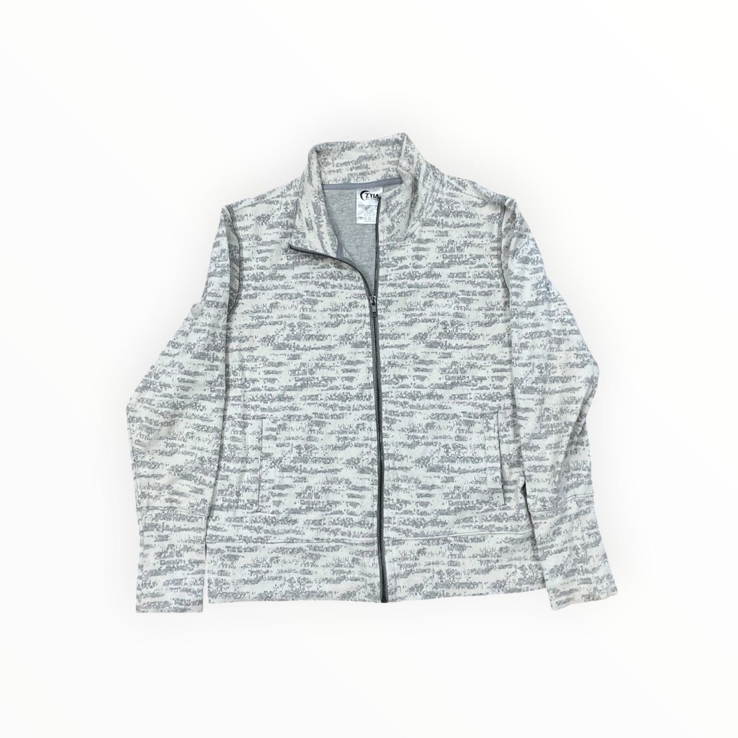 Athletic Sweatshirt Crewneck By Zyia In Cream & Grey, Size:L