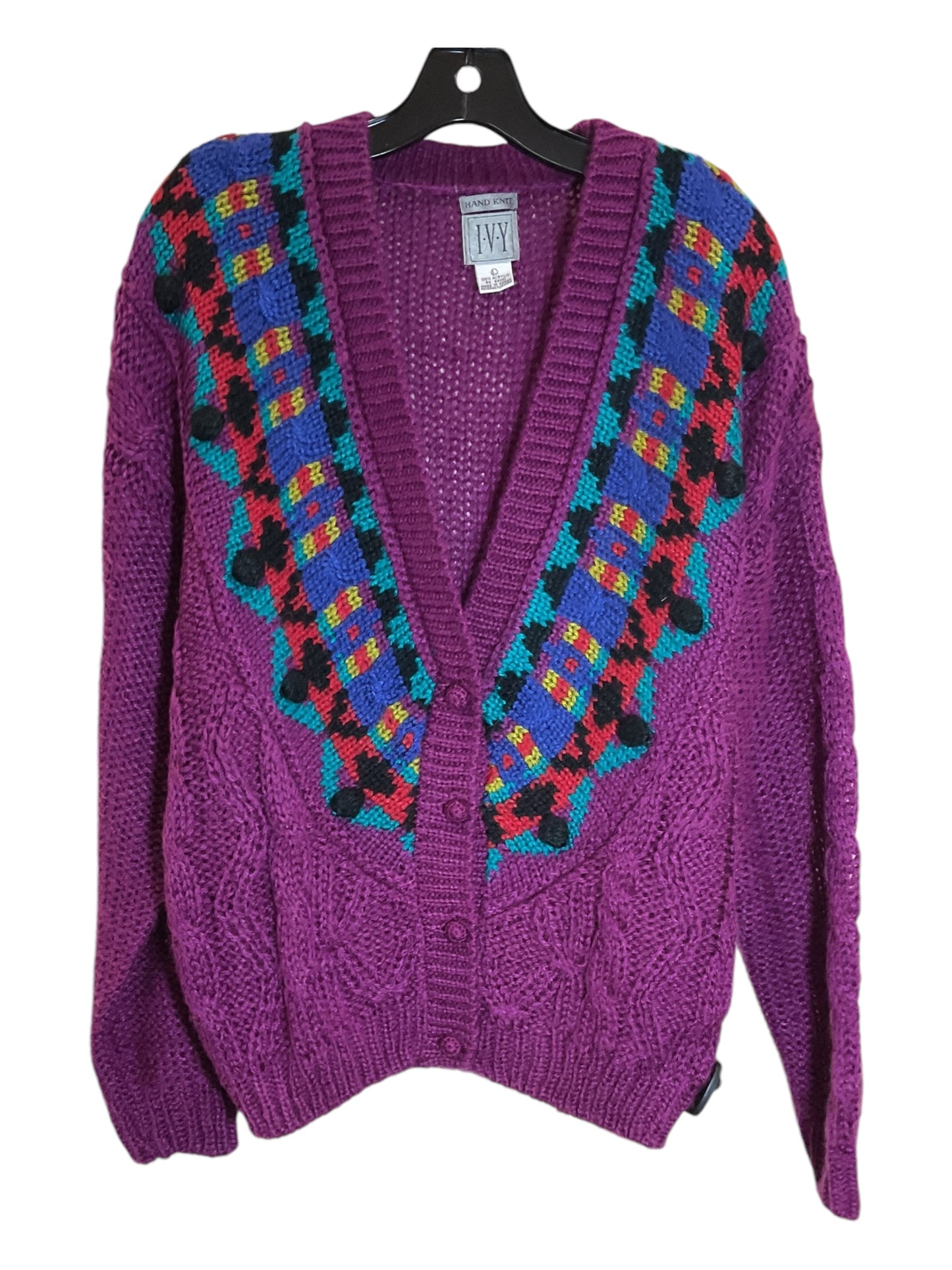 Sweater Cardigan By Ivy In Purple, Size: L