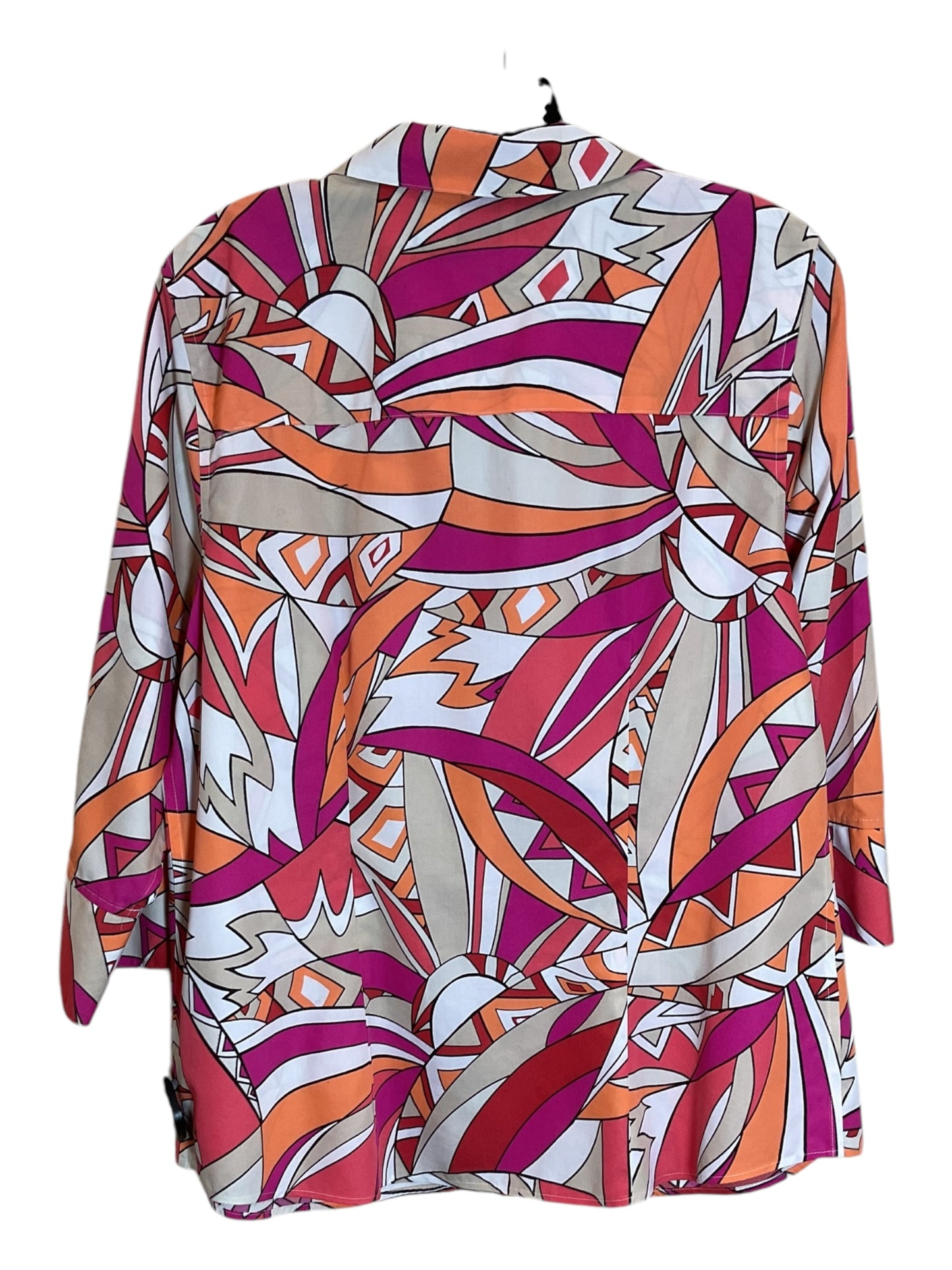 Blouse 3/4 Sleeve By Chicos In Orange & Pink, Size: L