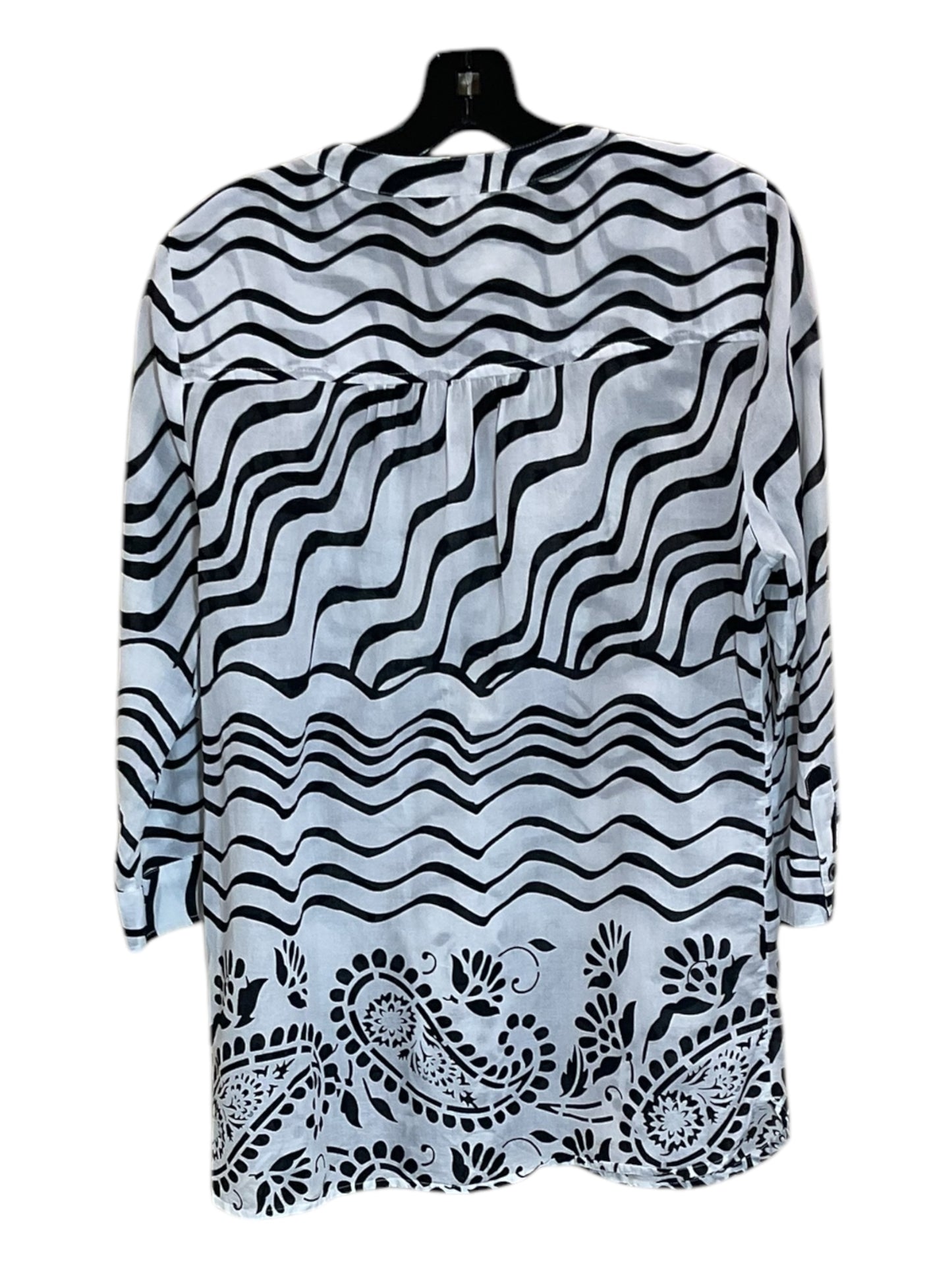 Top 3/4 Sleeve By Chicos In Black & White, Size: M