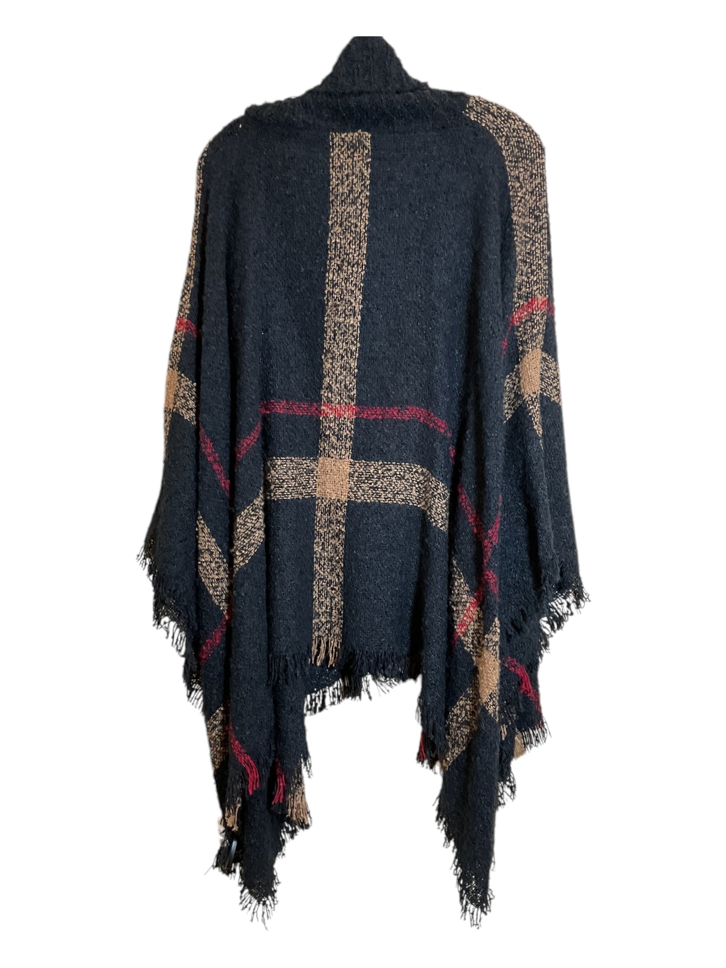 Poncho By Clothes Mentor In Black & Red, Size: Osfm