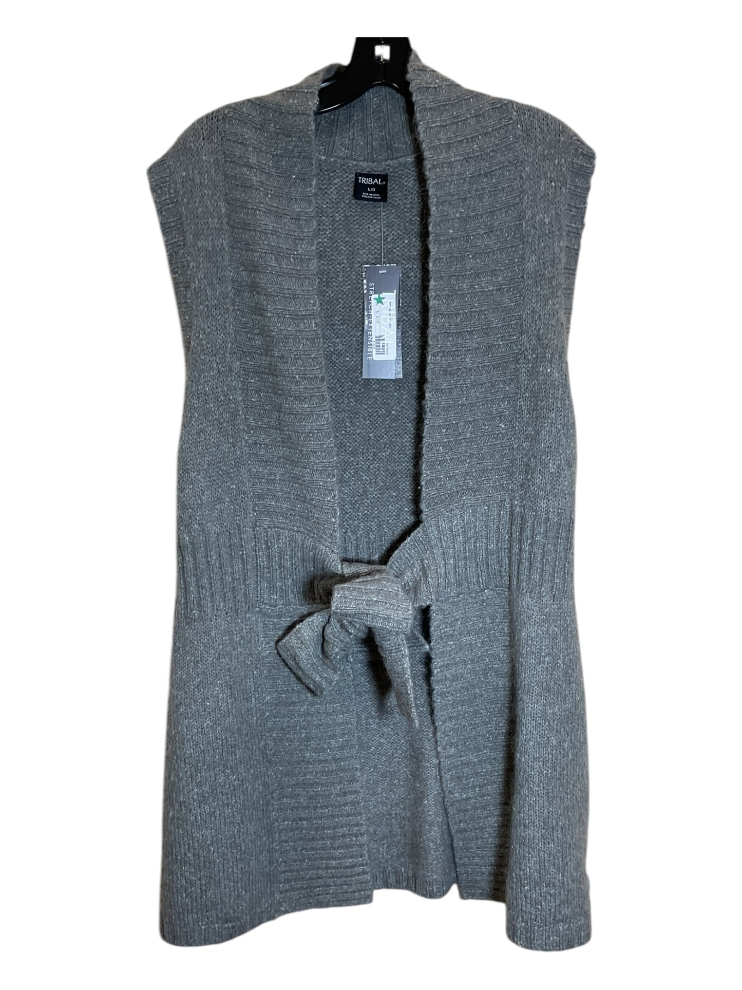 Sweater Cardigan By Tribal In Grey, Size: L