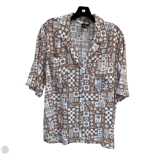 Blouse Short Sleeve By Clothes Mentor In Brown, Size: L