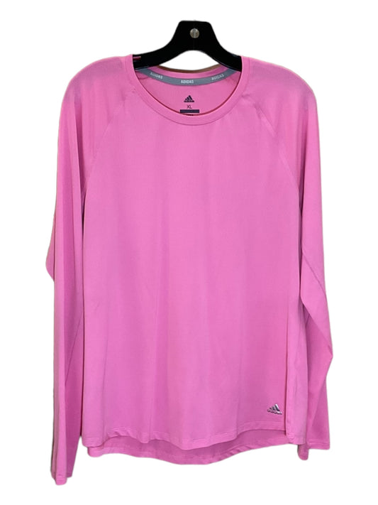 Athletic Top Long Sleeve Crewneck By Adidas In Pink, Size: Xl