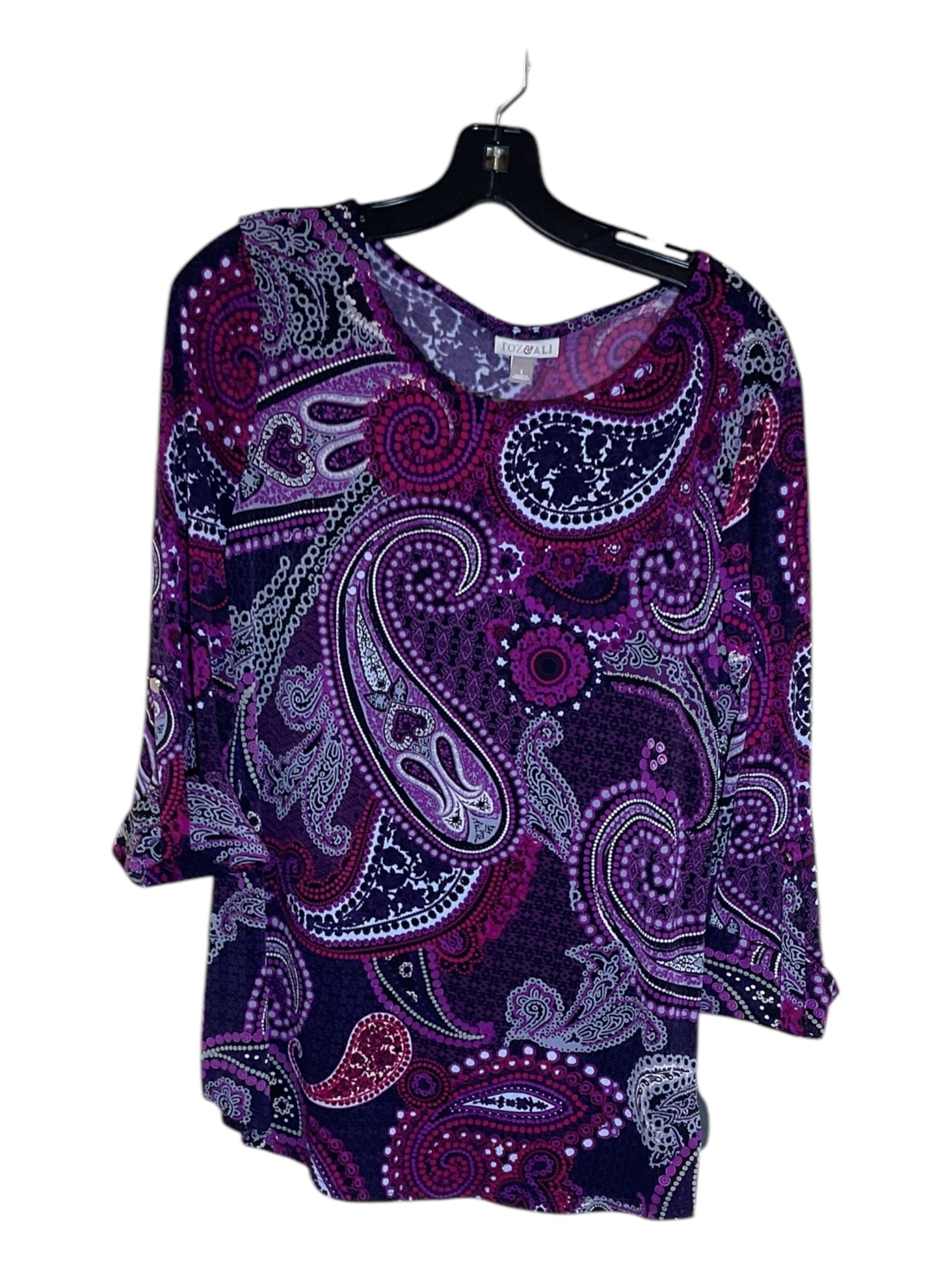 Top 3/4 Sleeve By Roz And Ali In Purple, Size: L