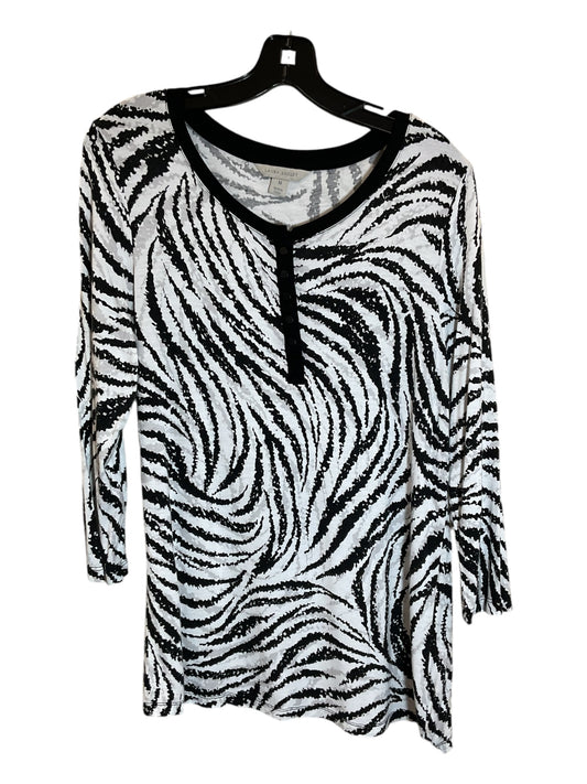 Top Long Sleeve By Laura Ashley In Black & White, Size: M