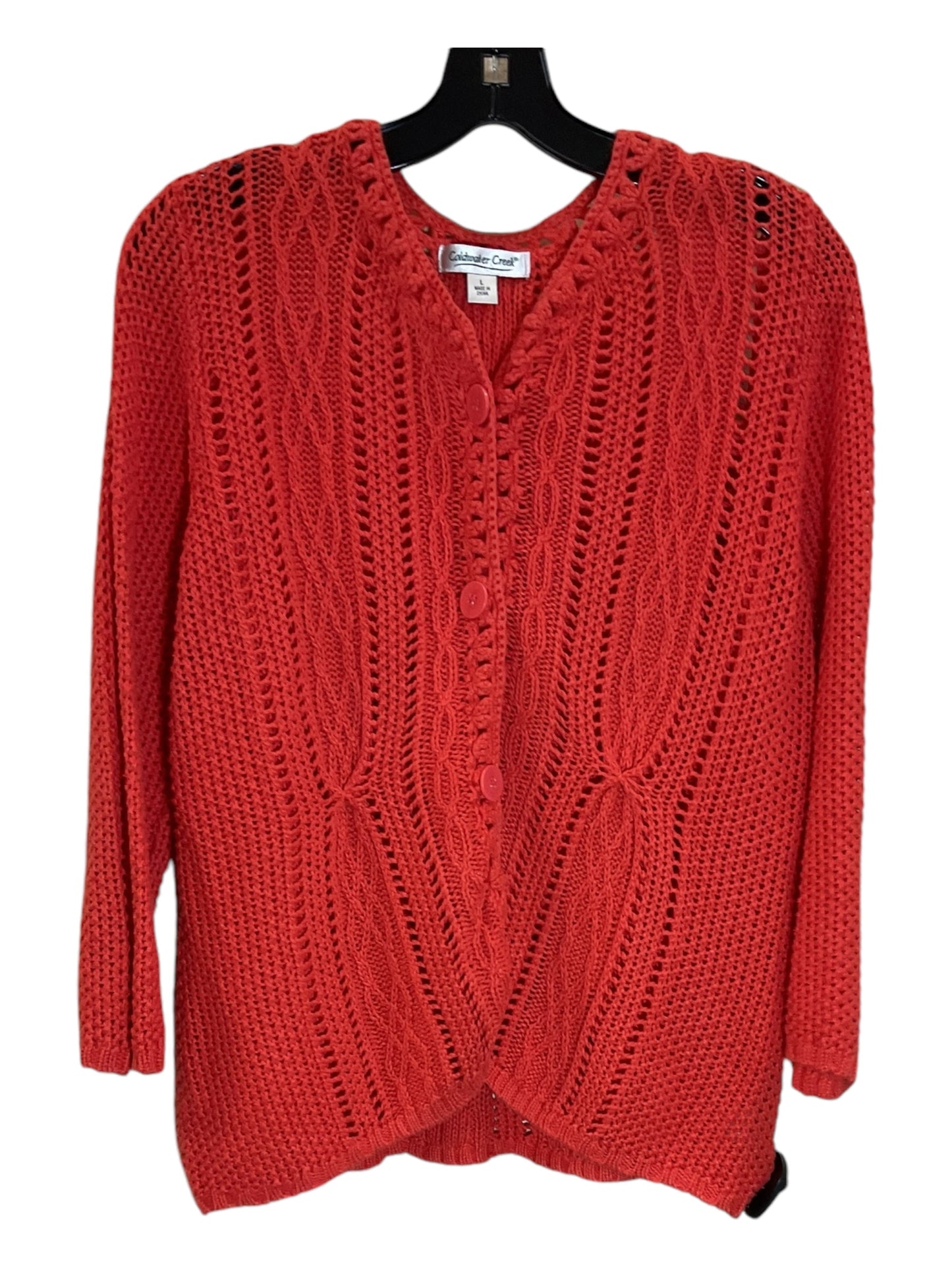 Sweater Cardigan By Coldwater Creek In Orange, Size: L