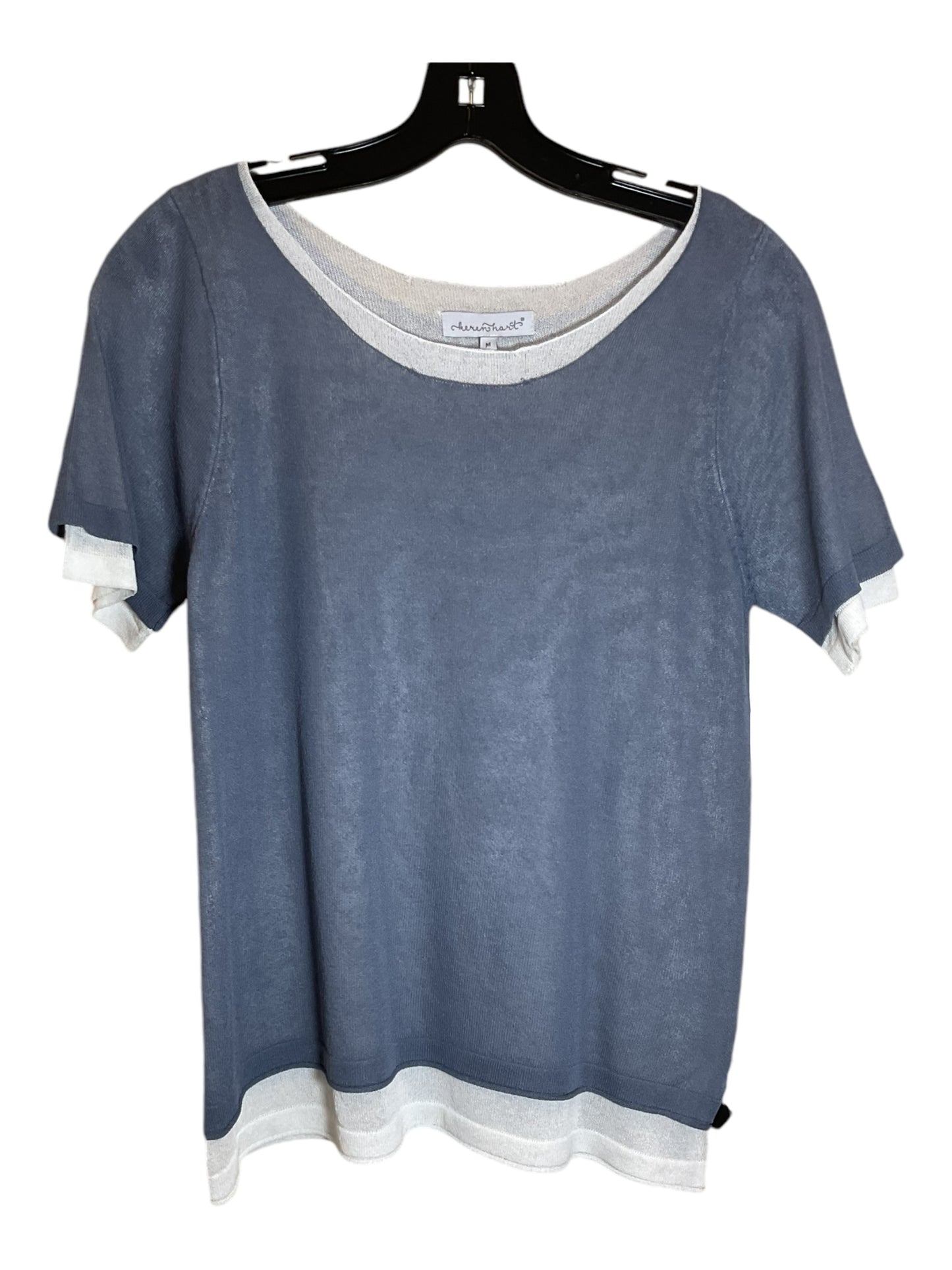 Top Short Sleeve By Clothes Mentor In Blue & White, Size: M