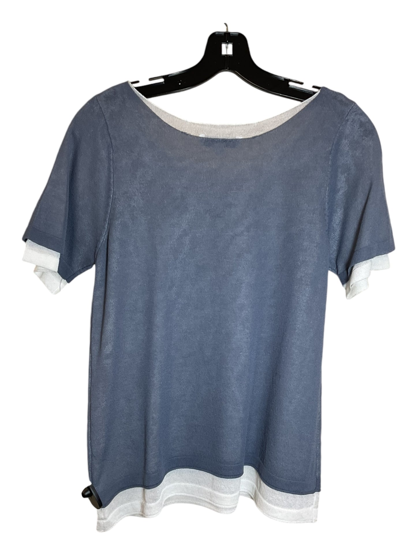 Top Short Sleeve By Clothes Mentor In Blue & White, Size: M