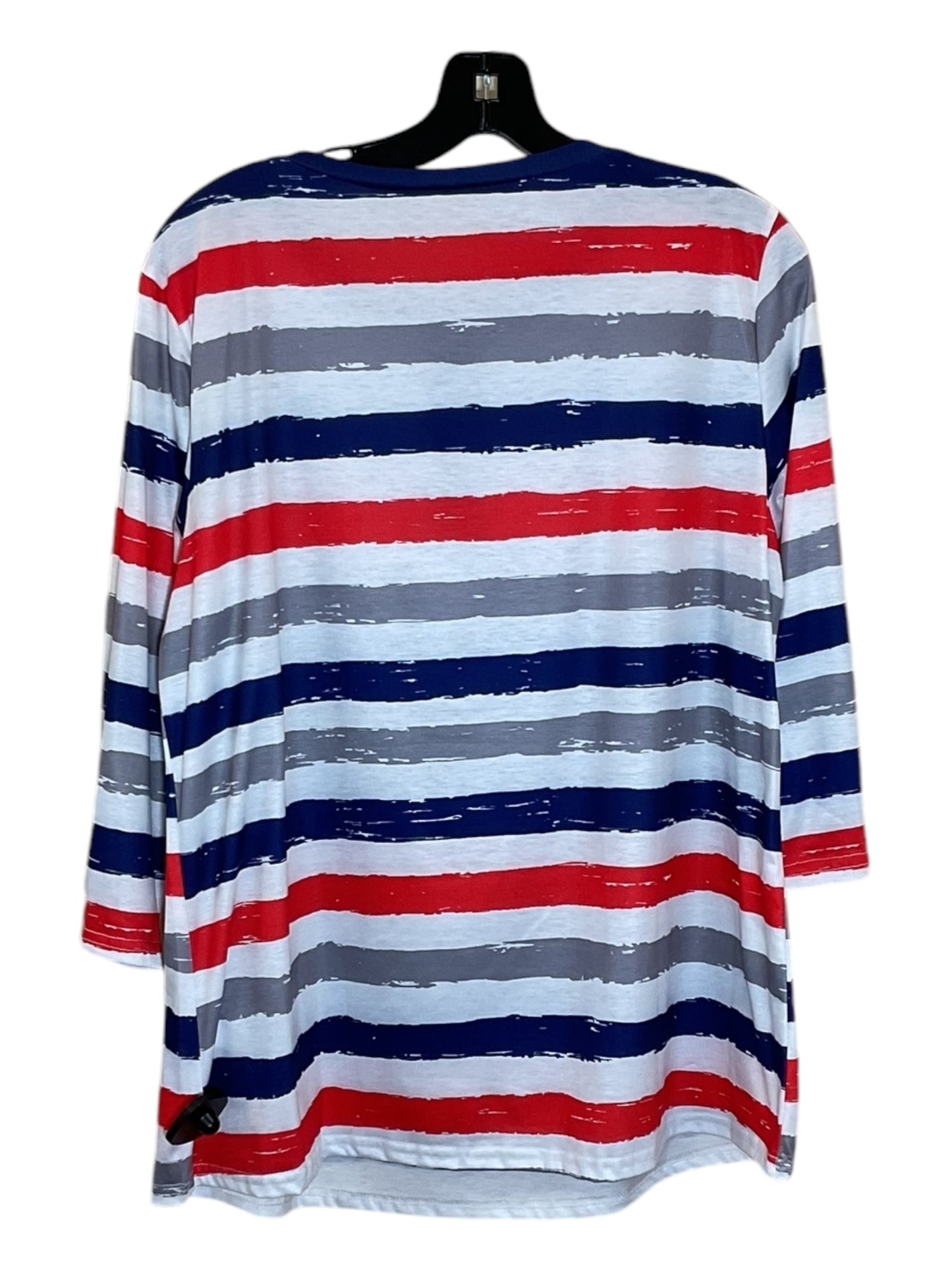 Top 3/4 Sleeve By Clothes Mentor In Blue Red & White, Size: L