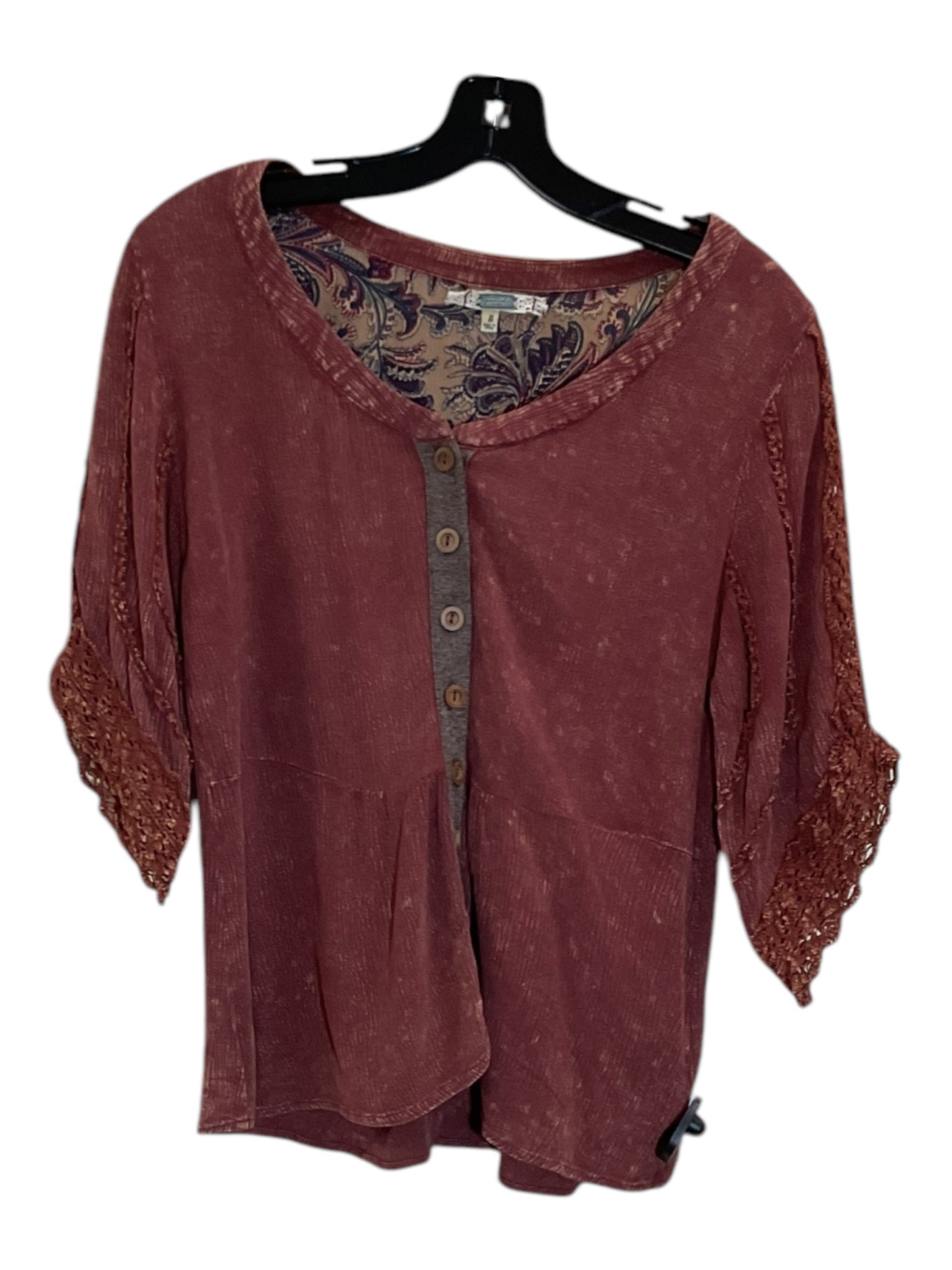 Blouse 3/4 Sleeve By Clothes Mentor In Brown, Size: S