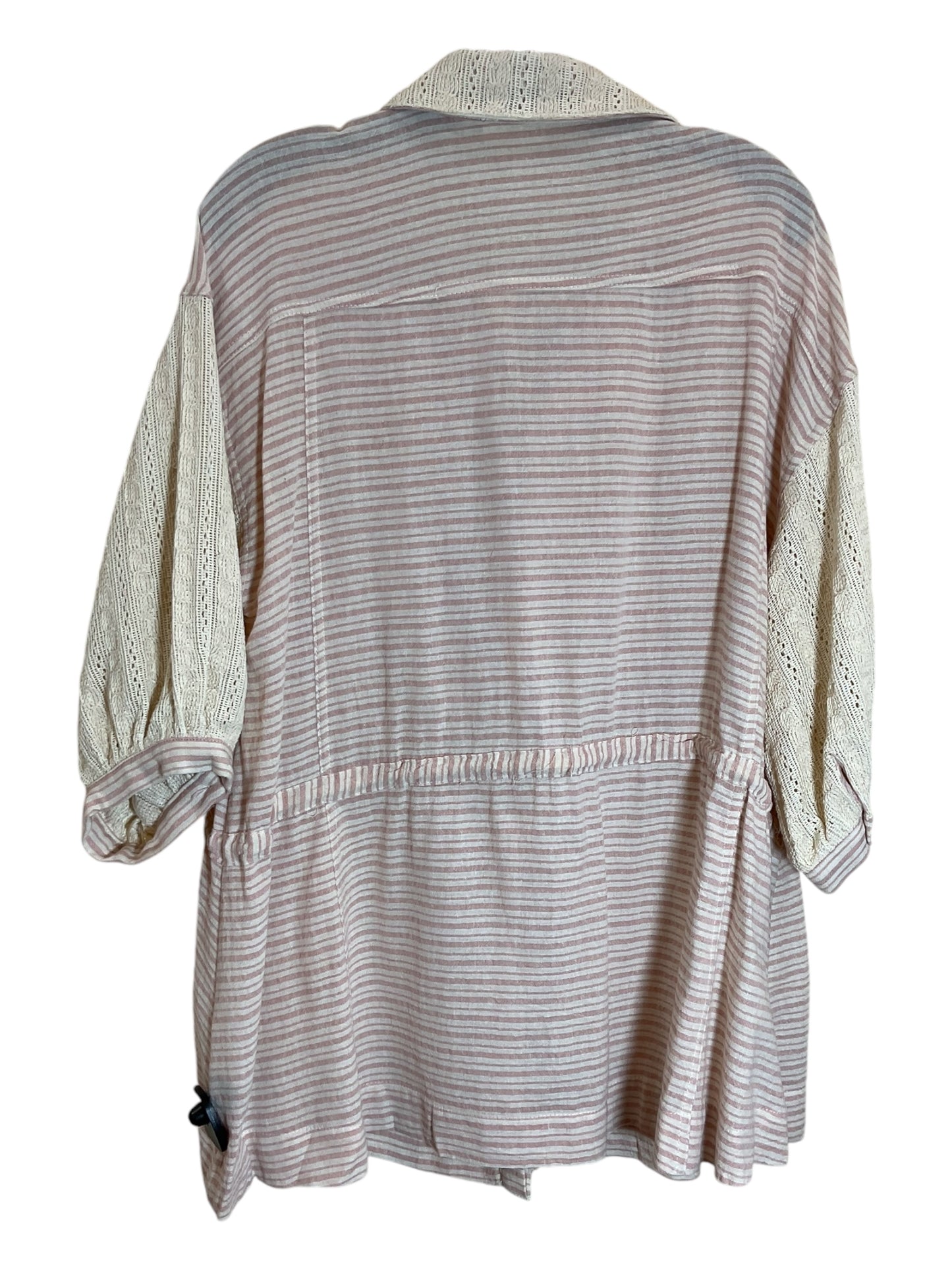 Tunic Long Sleeve By Pol In Cream & Red, Size: M