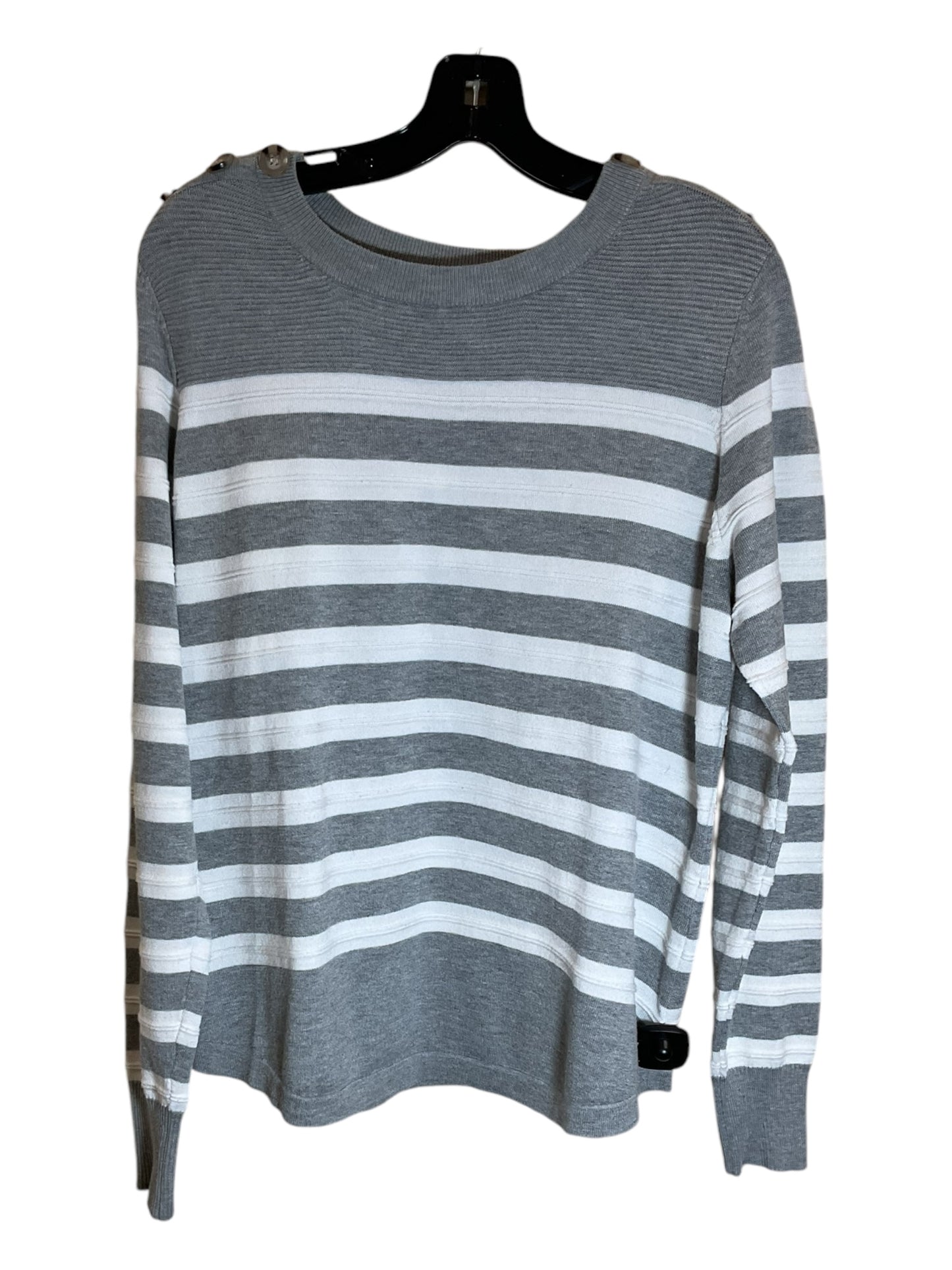 Sweater By Liz Claiborne In Grey & White, Size: L